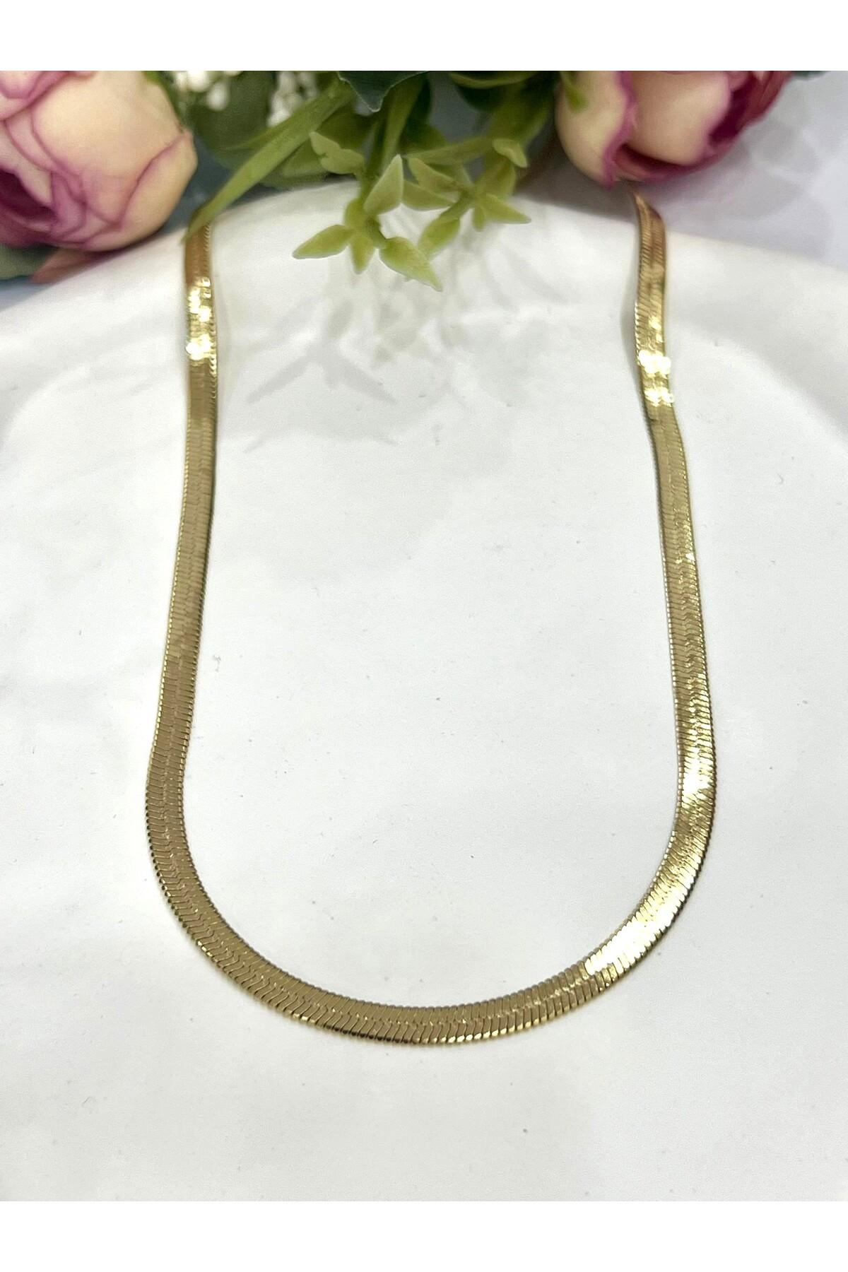 Vip Özel Seri İtalyan Çelik 4 mm Çelik Kolye (14k Gold 60cm) - Görsel 6