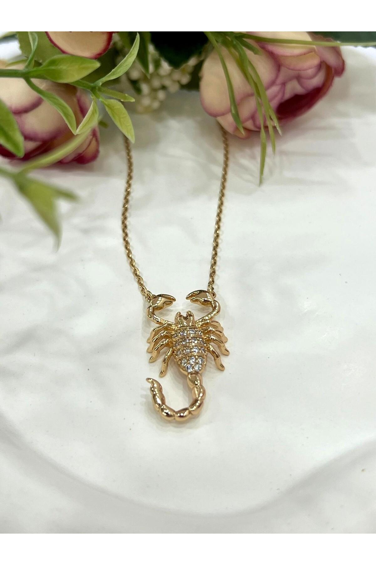 Üç Boyutlu Akrep Çelik Kolye (18K ROSE GOLD-39/44CM) - Görsel 2