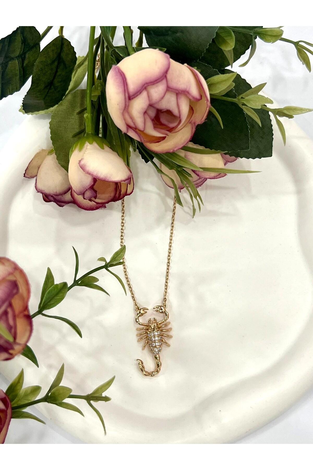 Üç Boyutlu Akrep Çelik Kolye (18K ROSE GOLD-39/44CM) - Görsel 6