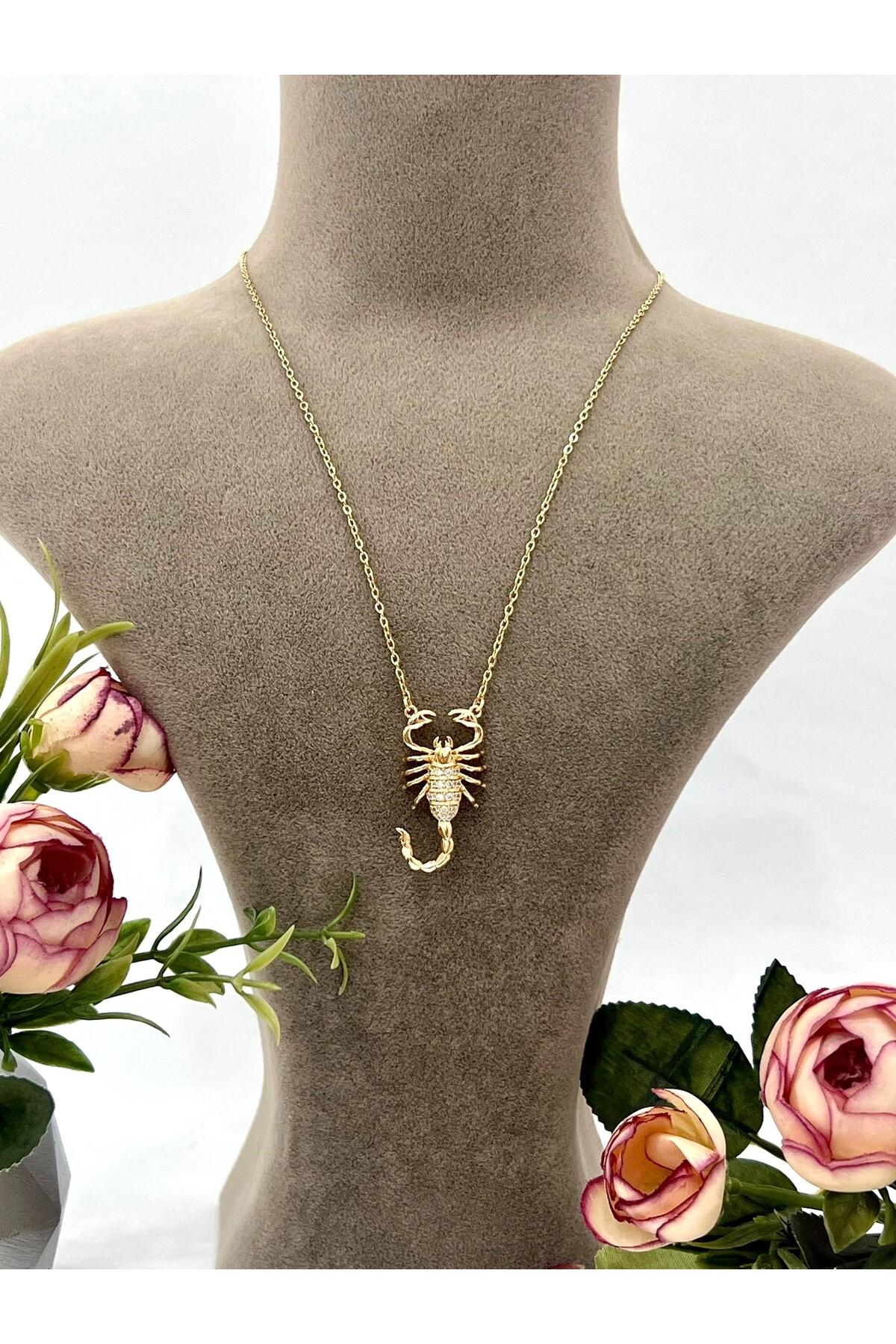 Üç Boyutlu Akrep Çelik Kolye (18K ROSE GOLD-39/44CM) - Görsel 4