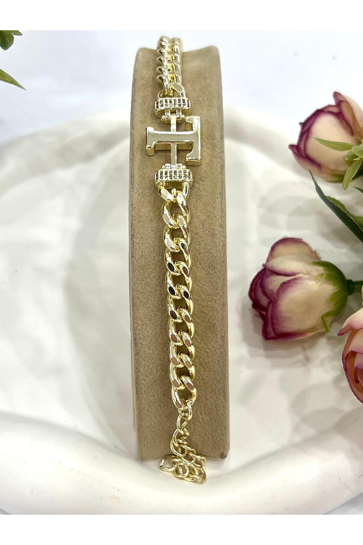Vip Harf T Zirkon Taşlı Bileklik(14K GOLD / 15-20CM) - Görsel 4
