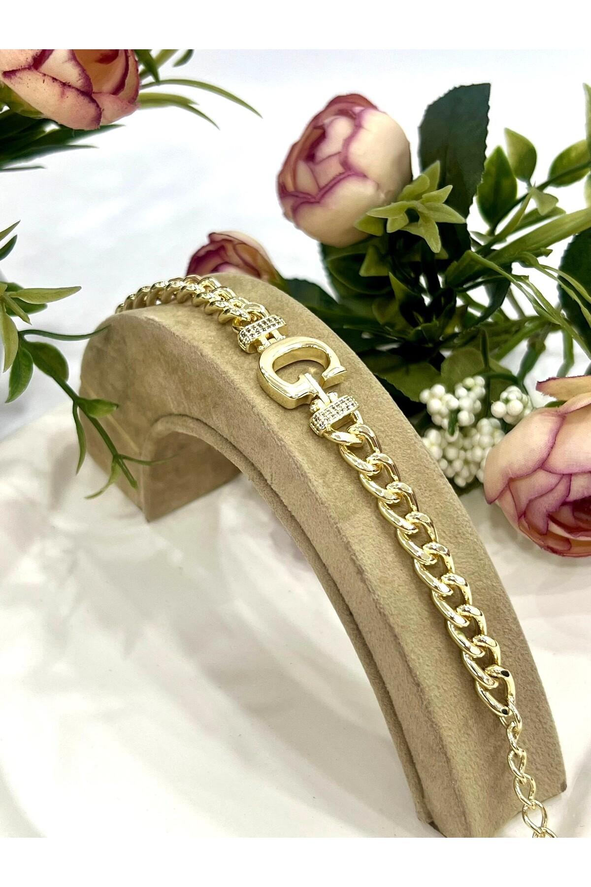 Vip Harf G Zirkon Taşlı Bileklik(14K GOLD / 15-20CM) - Görsel 4