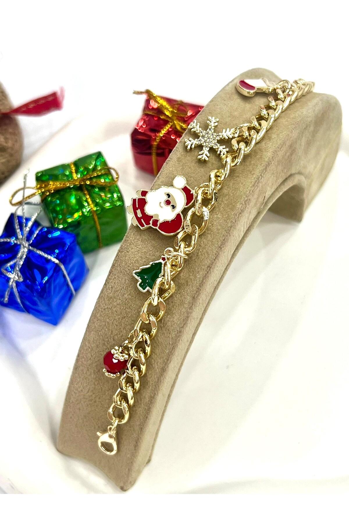 Yılbaşı Noel Baba Kar Tanesi Hediye Bileklik (14K GOLD / 15-20CM)