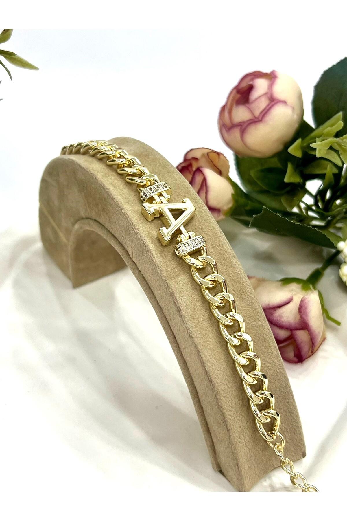 Vip Harf A Zirkon Taşlı Bileklik(14K GOLD / 15-20CM) - Görsel 4
