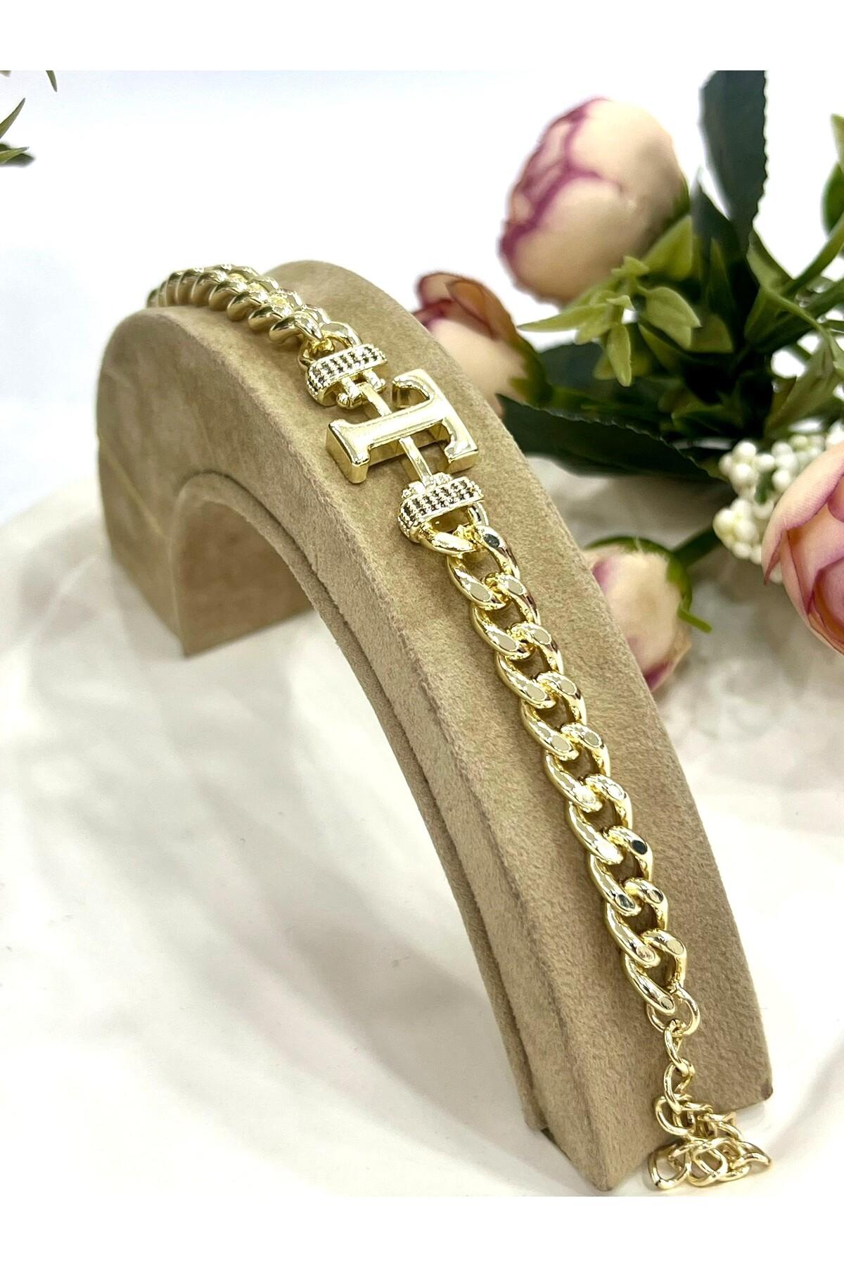 Vip Harf T Zirkon Taşlı Bileklik(14K GOLD / 15-20CM) - Görsel 3