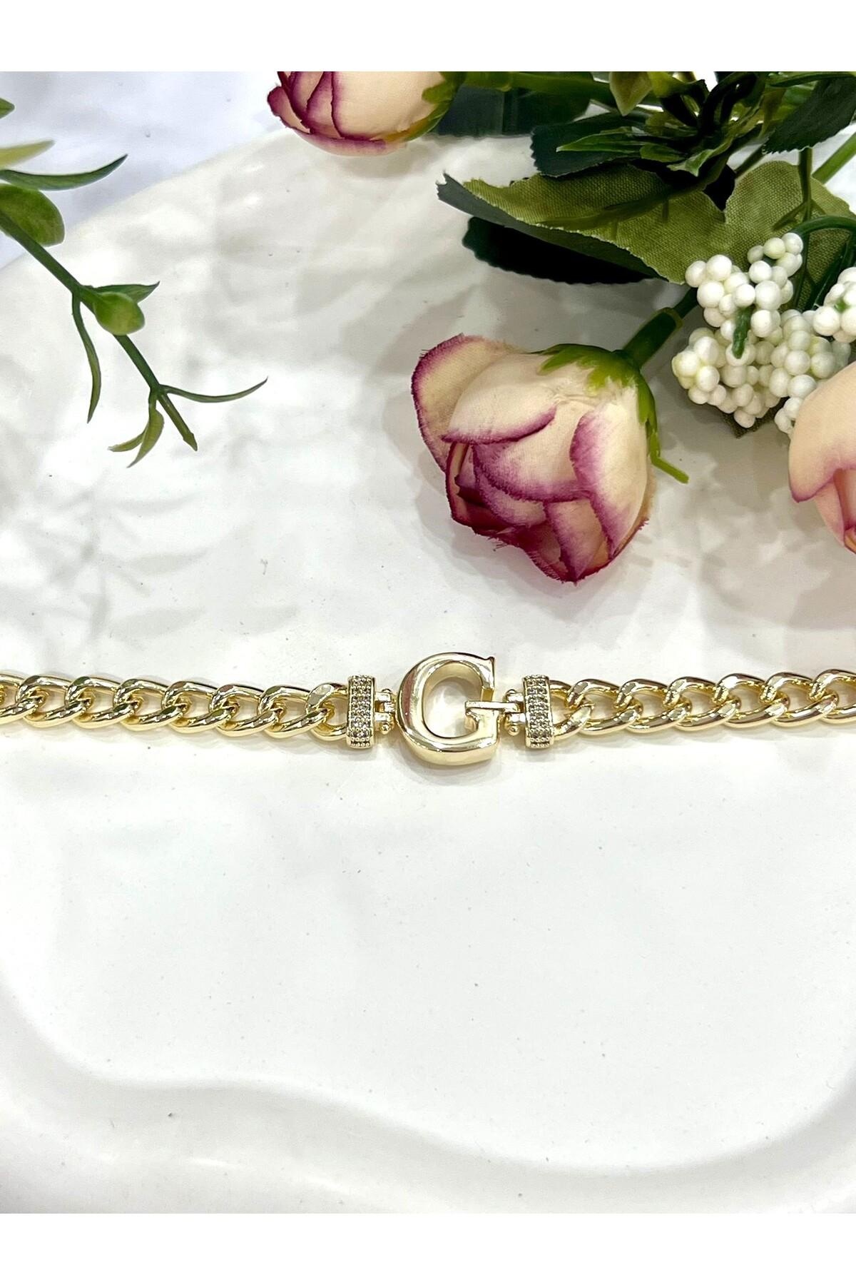 Vip Harf G Zirkon Taşlı Bileklik(14K GOLD / 15-20CM) - Görsel 2