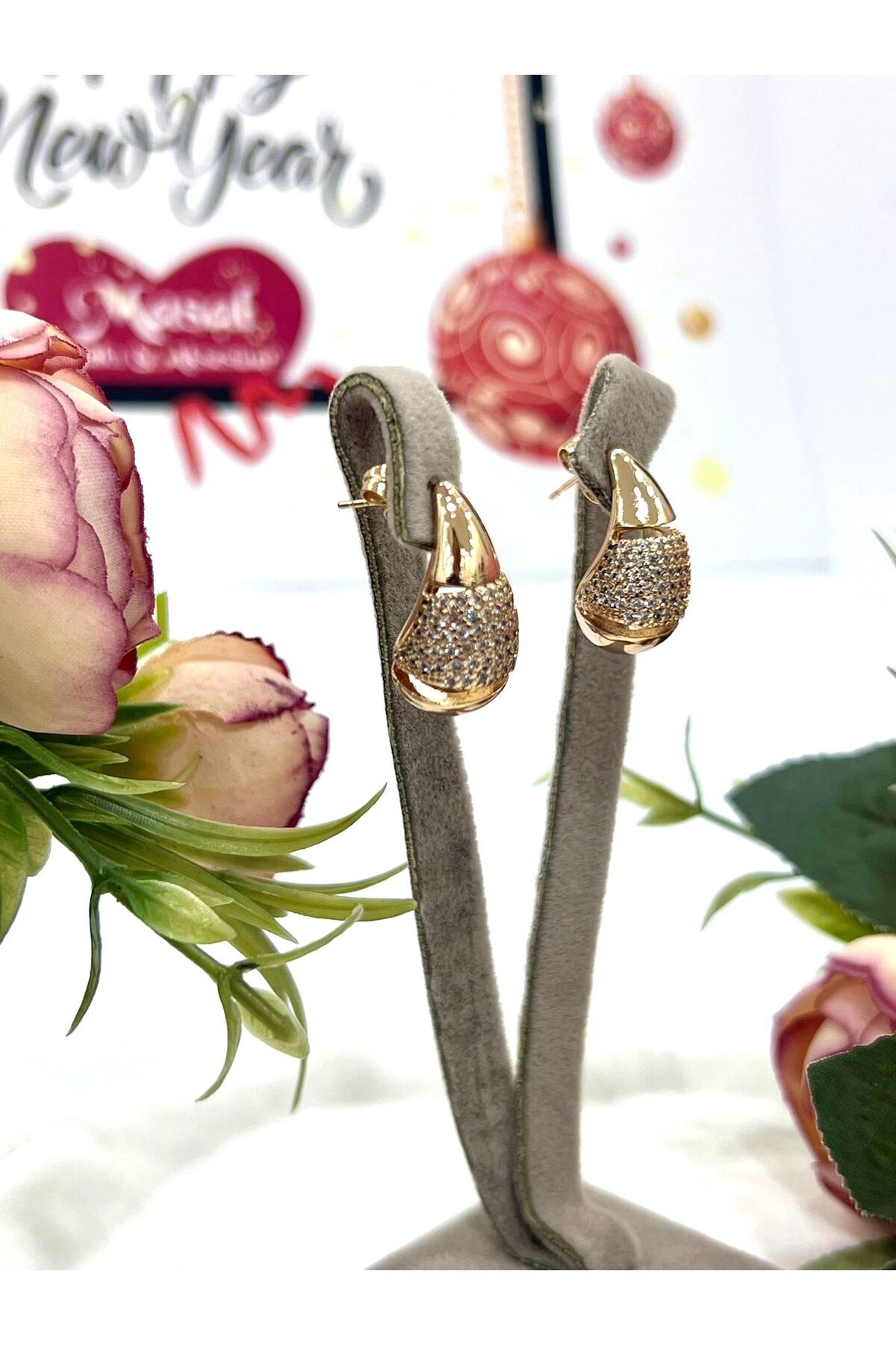 Zirkon Taşlı Damla VIP Xuping Küpe - Görsel 3