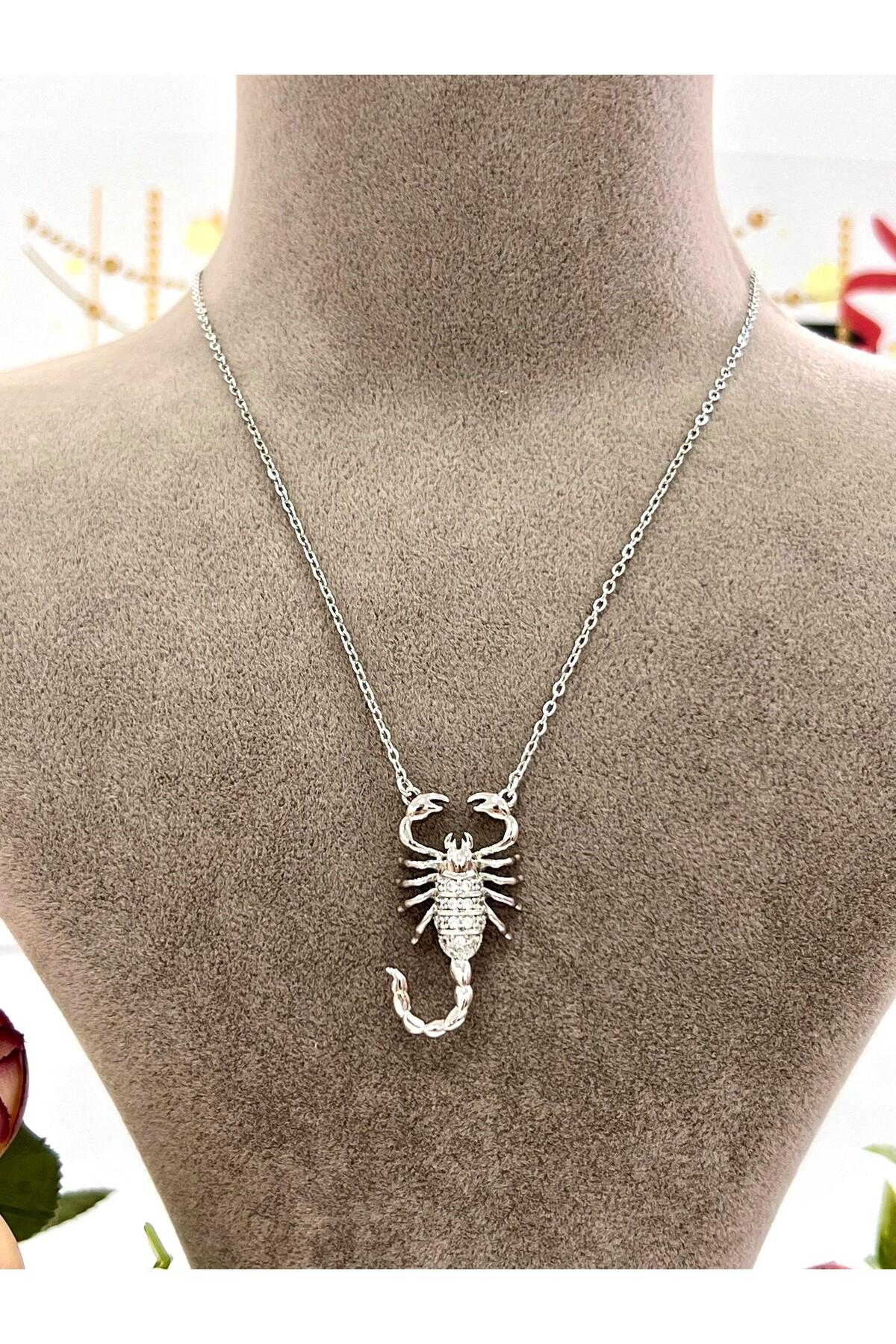 Üç Boyutlu Akrep Çelik Kolye (Silver-39/44cm) - Görsel 5