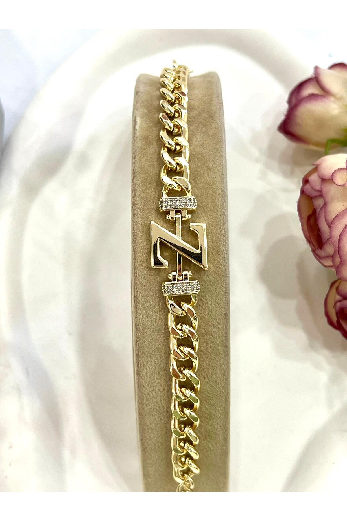 Vip Harf Z Zirkon Taşlı Bileklik(14K GOLD / 15-20CM) - Görsel 5