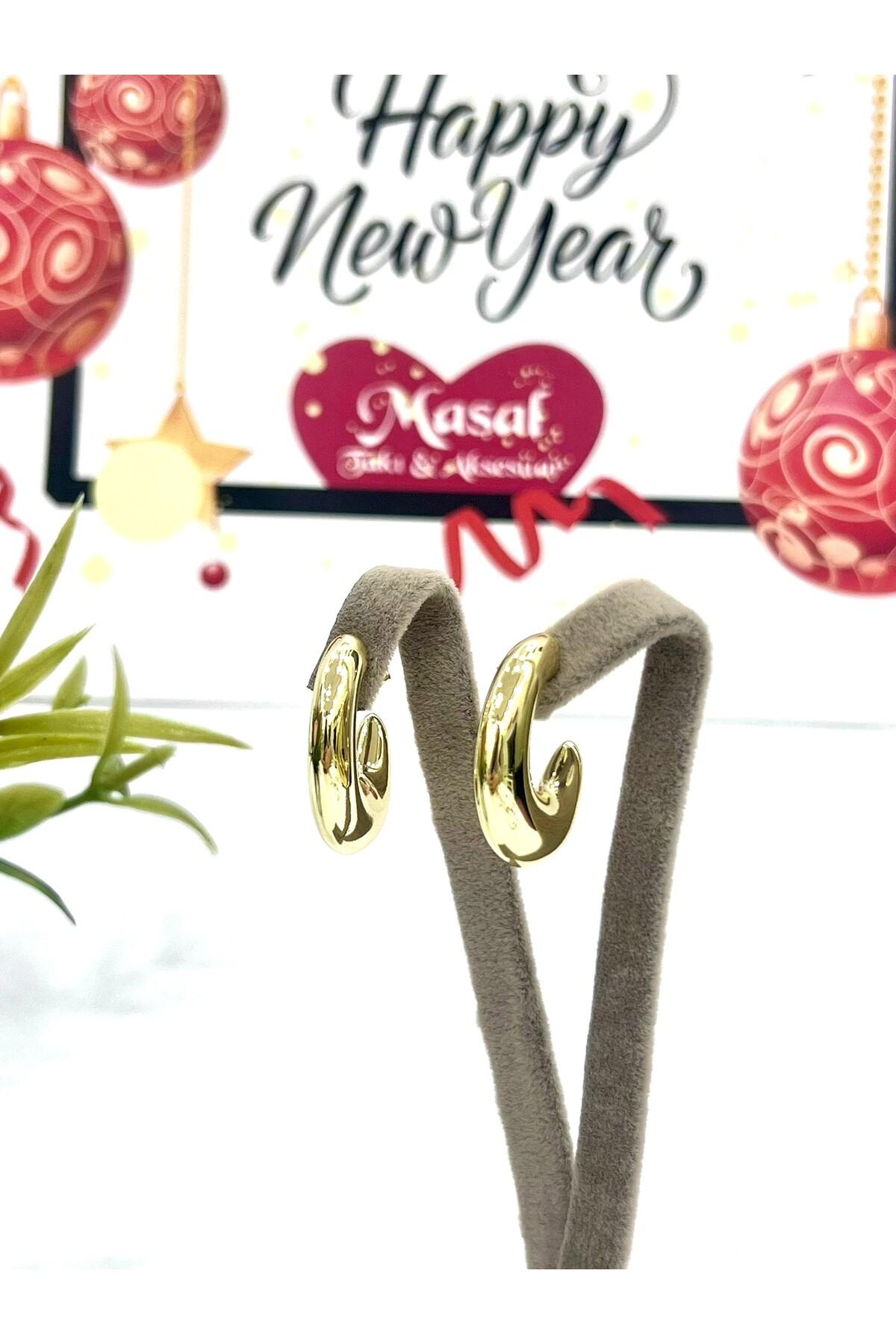 Yarım Ay Halka Küpe (14k Gold 2.4x2.8cm) - Görsel 4