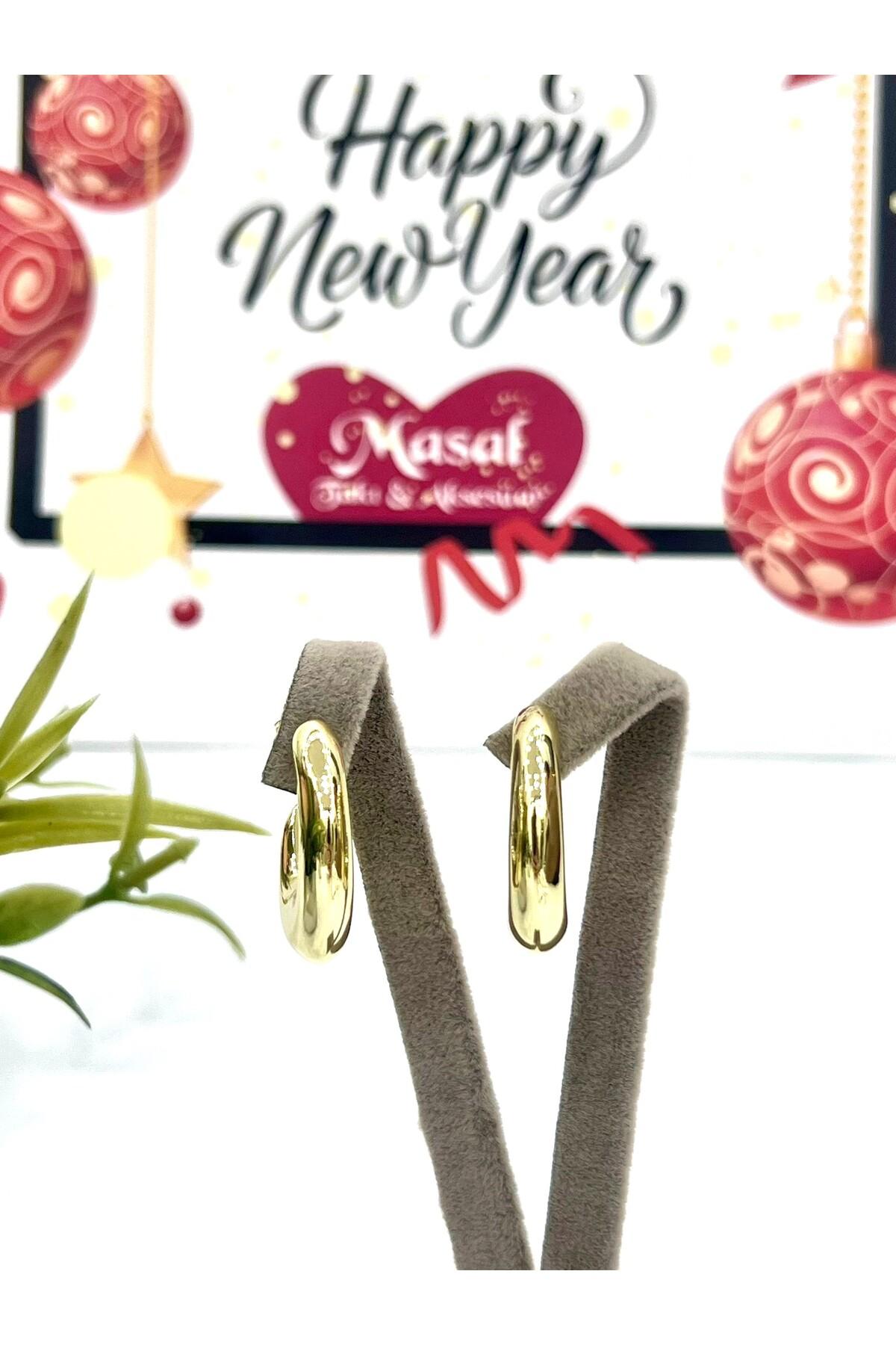 Yarım Ay Halka Küpe (14k Gold 2.4x2.8cm) - Görsel 3