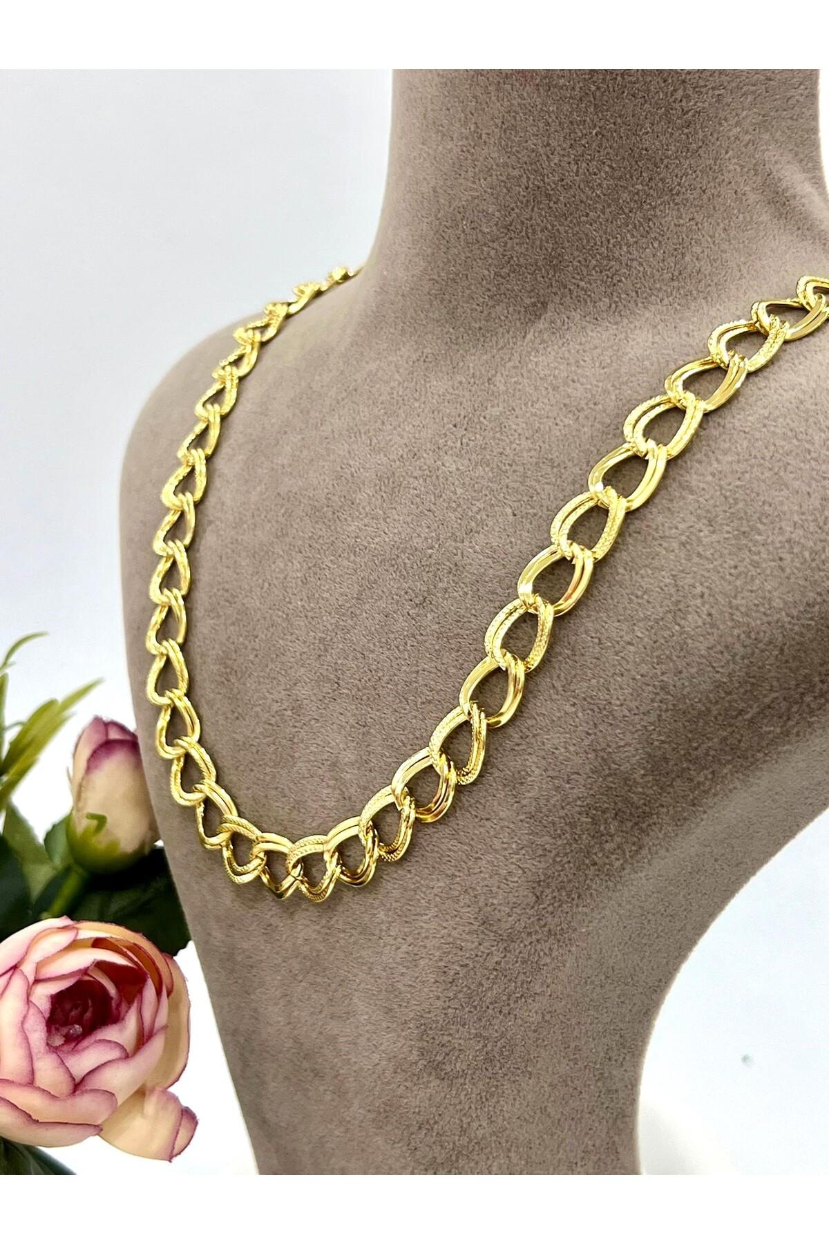 Samanyolu Model Çelik Kadın Kolye (14k Gold 40/44CM)