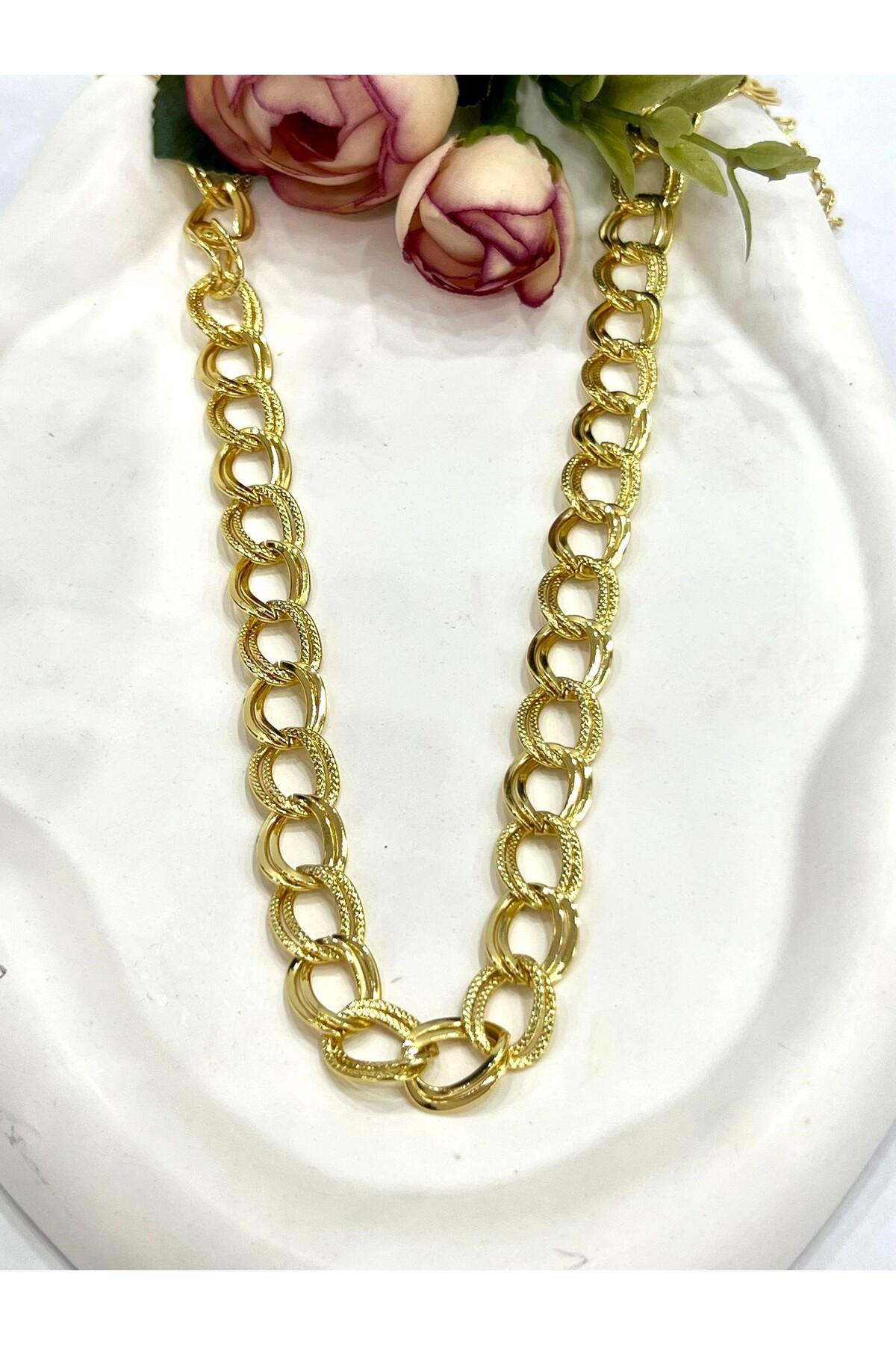 Samanyolu Model Çelik Kadın Kolye (14k Gold 40/44CM) - Görsel 2