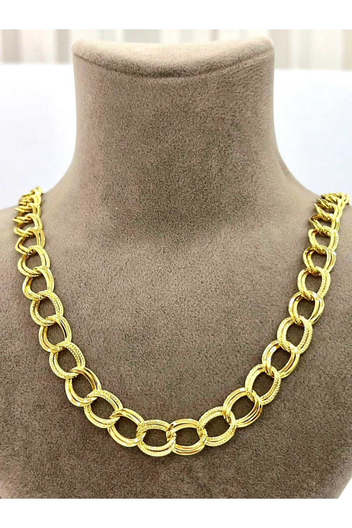 Samanyolu Model Çelik Kadın Kolye (14k Gold 40/44CM) - Görsel 3