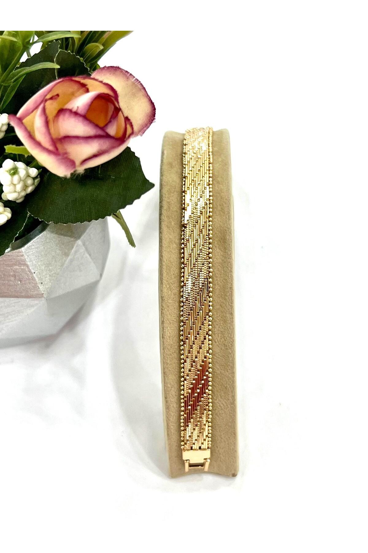 Hasır Vip Kuyumcu Model Çelik Bileklik (14K 1CM/19CM) - Görsel 3