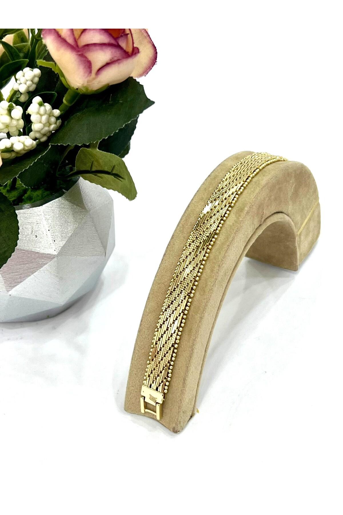 Hasır Vip Kuyumcu Model Çelik Bileklik (14K 1CM/19CM) - Görsel 5