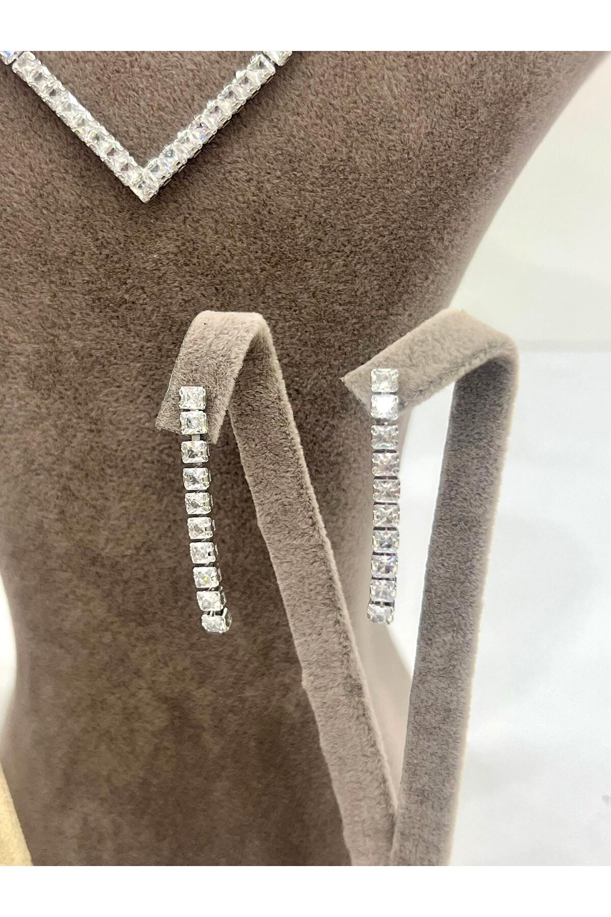 Zirkon Taşlı Çelik Silver Model Set (Set2) - Görsel 2