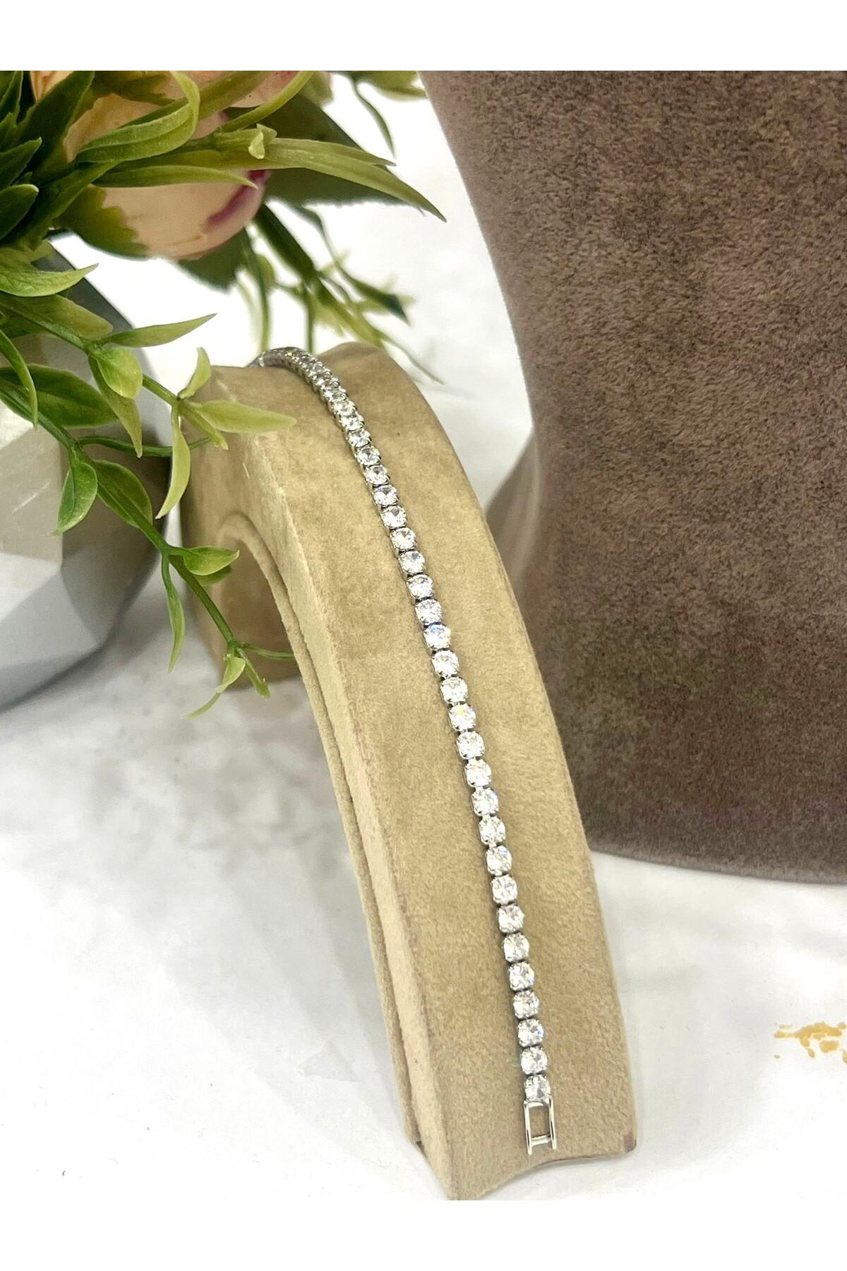 Zirkon Taşlı Çelik Silver Model Set (Set3) - Görsel 4