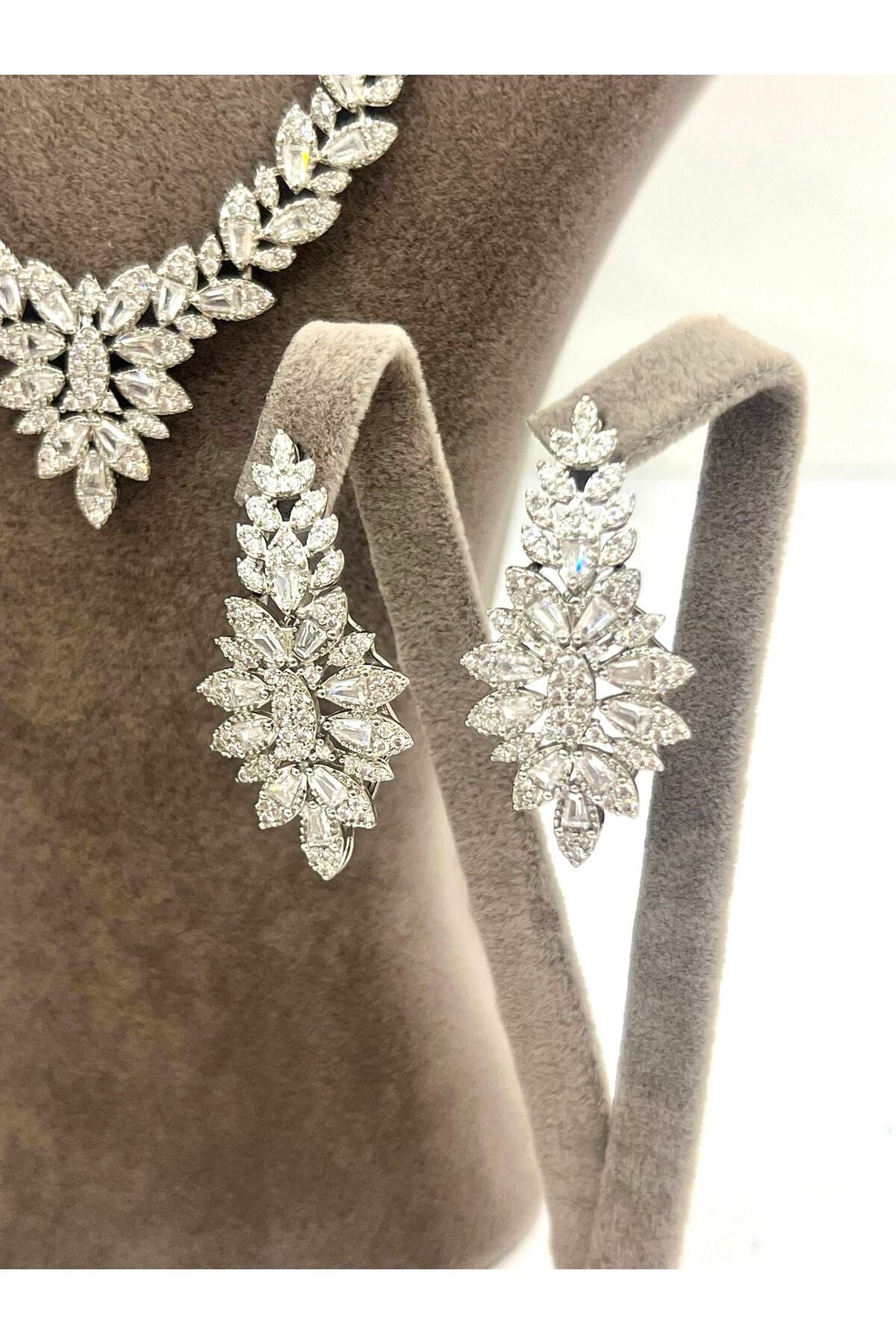 Zirkon Taşlı Çelik Silver Model Set (Set6) - Görsel 2