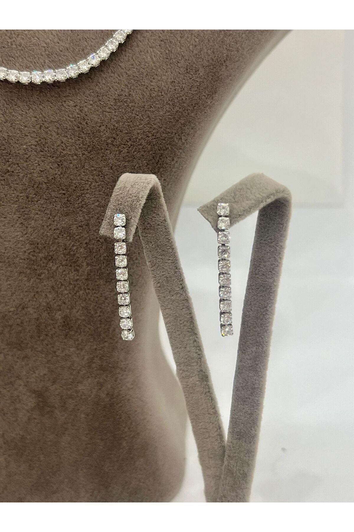 Zirkon Taşlı Çelik Silver Model Set (Set3) - Görsel 2