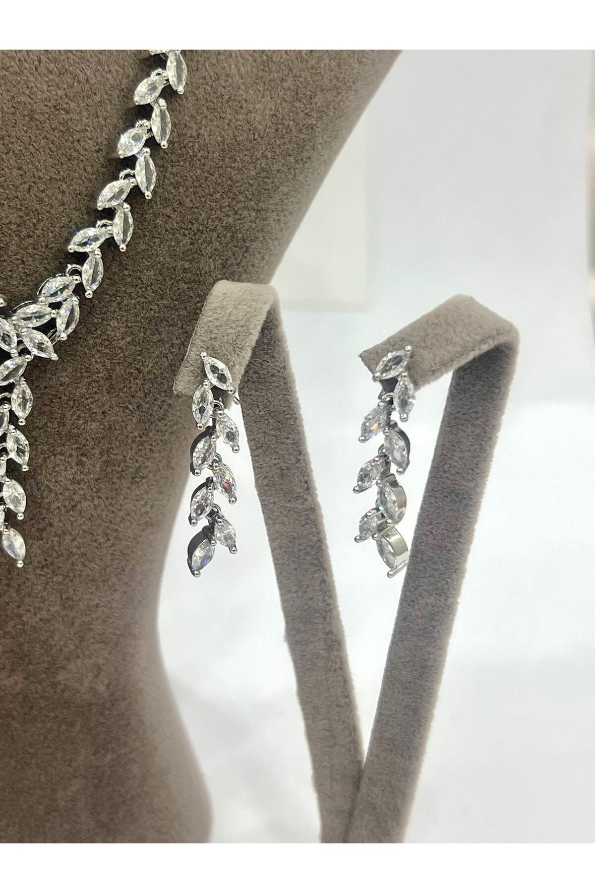 Zirkon Taşlı Çelik Silver Model Set (Set4) - Görsel 3