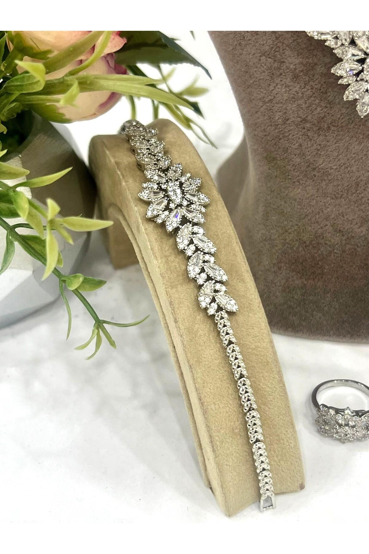 Zirkon Taşlı Çelik Silver Model Set (Set6) - Görsel 4