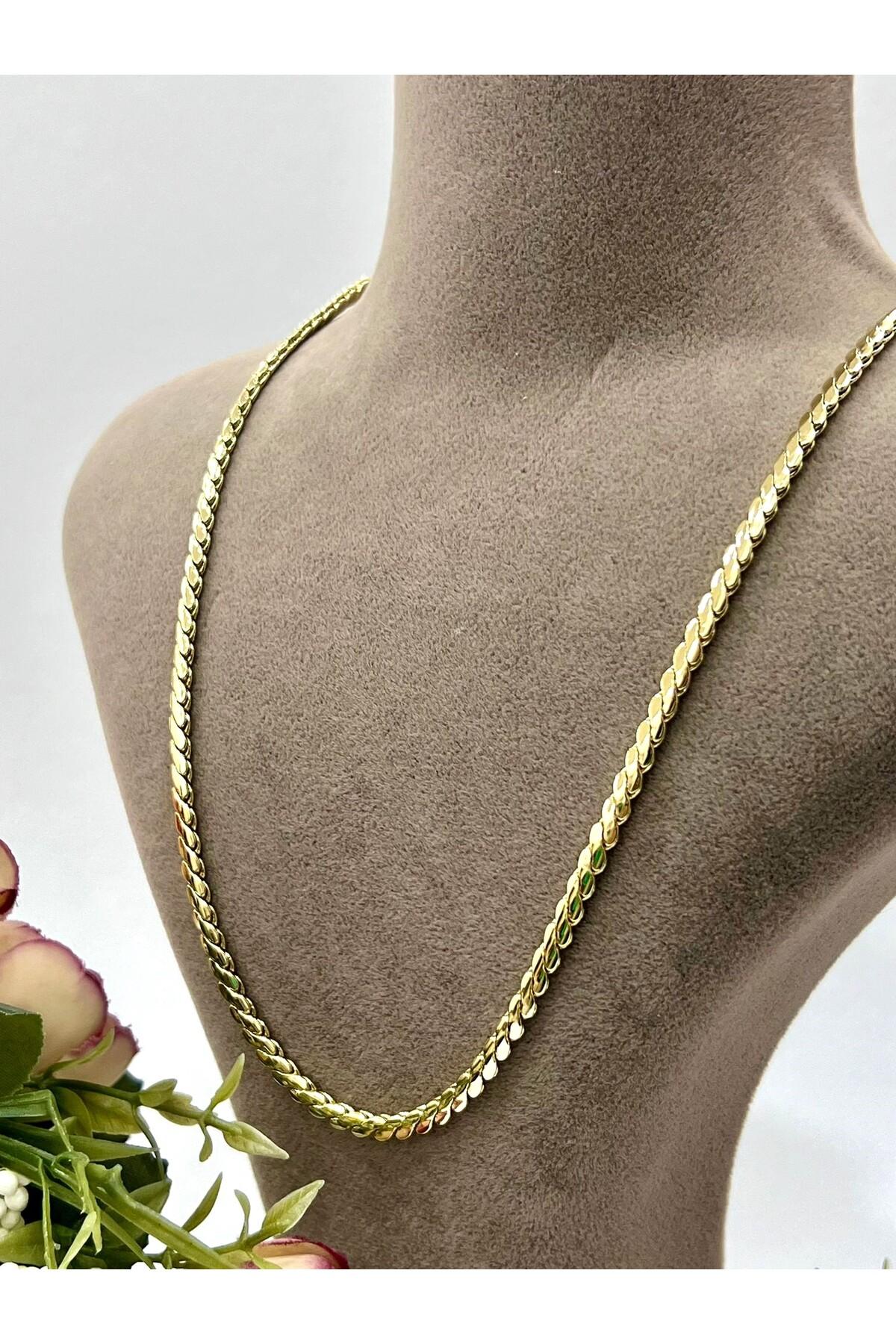 XUPING Burma Özel Detaylı Çelik Kolye (14K Gold 50cm/4.2MM)