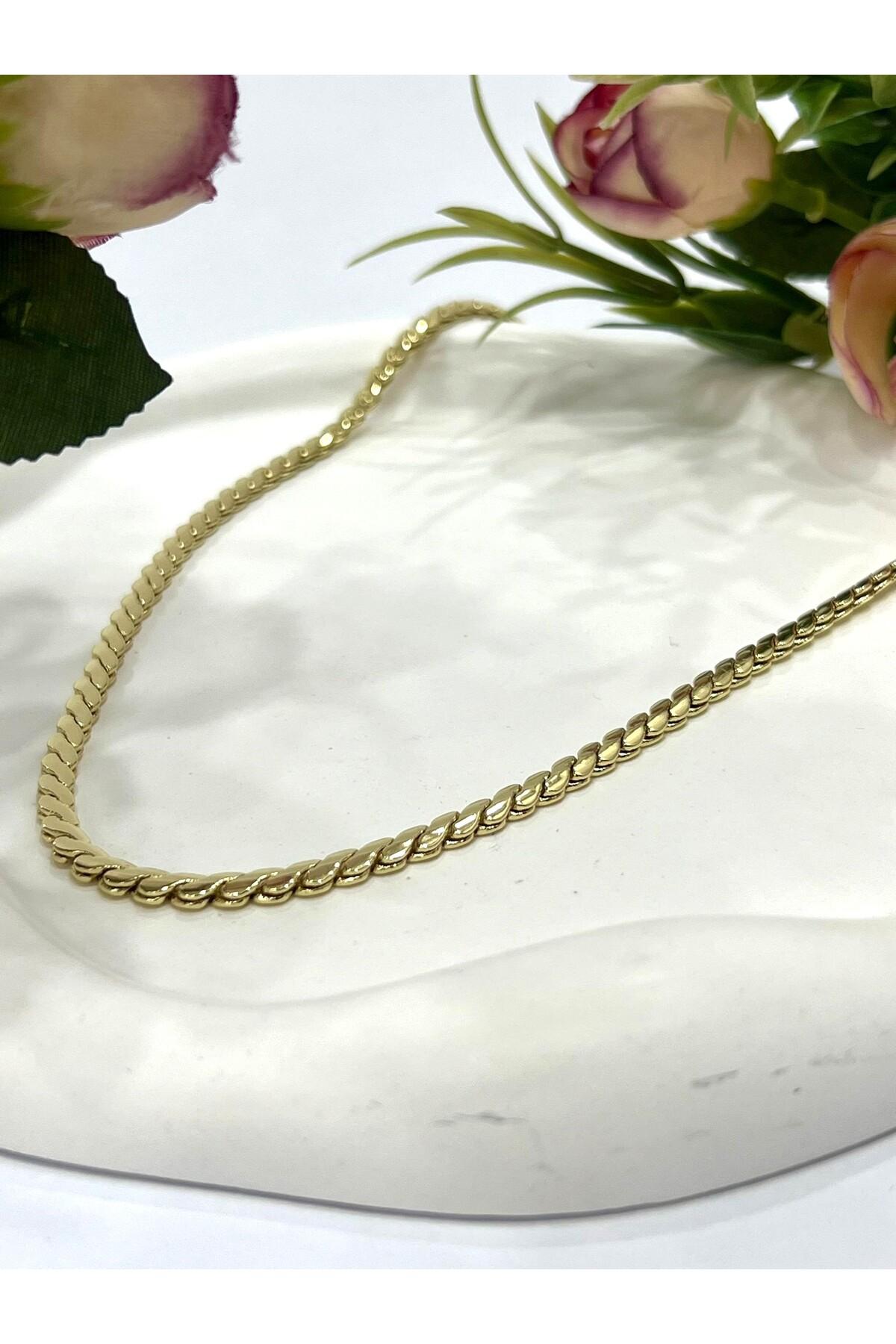 XUPING Burma Özel Detaylı Çelik Kolye (14K Gold 60cm/4.2MM) - Görsel 2