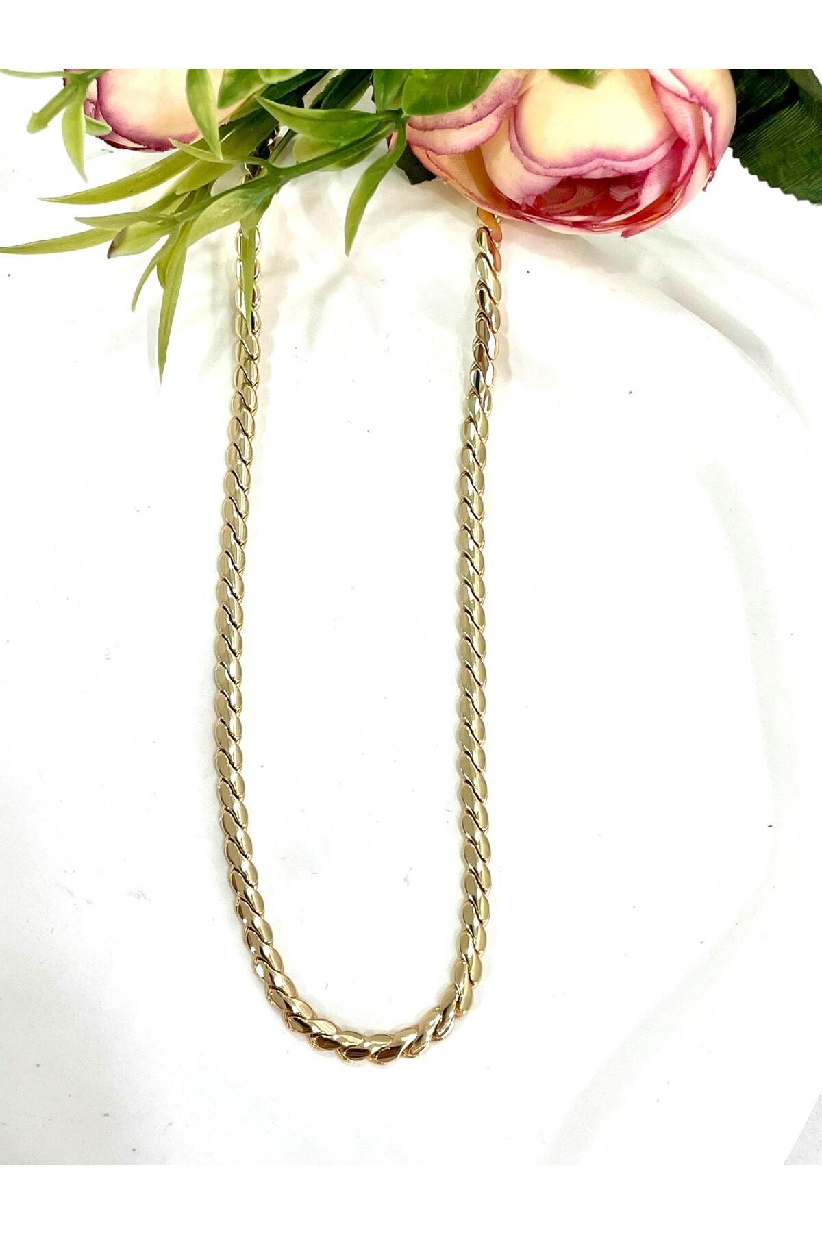 Xupıng Burma Özel Detaylı Çelik Kolye (18K ROSE 60CM/4.2MM) - Görsel 4