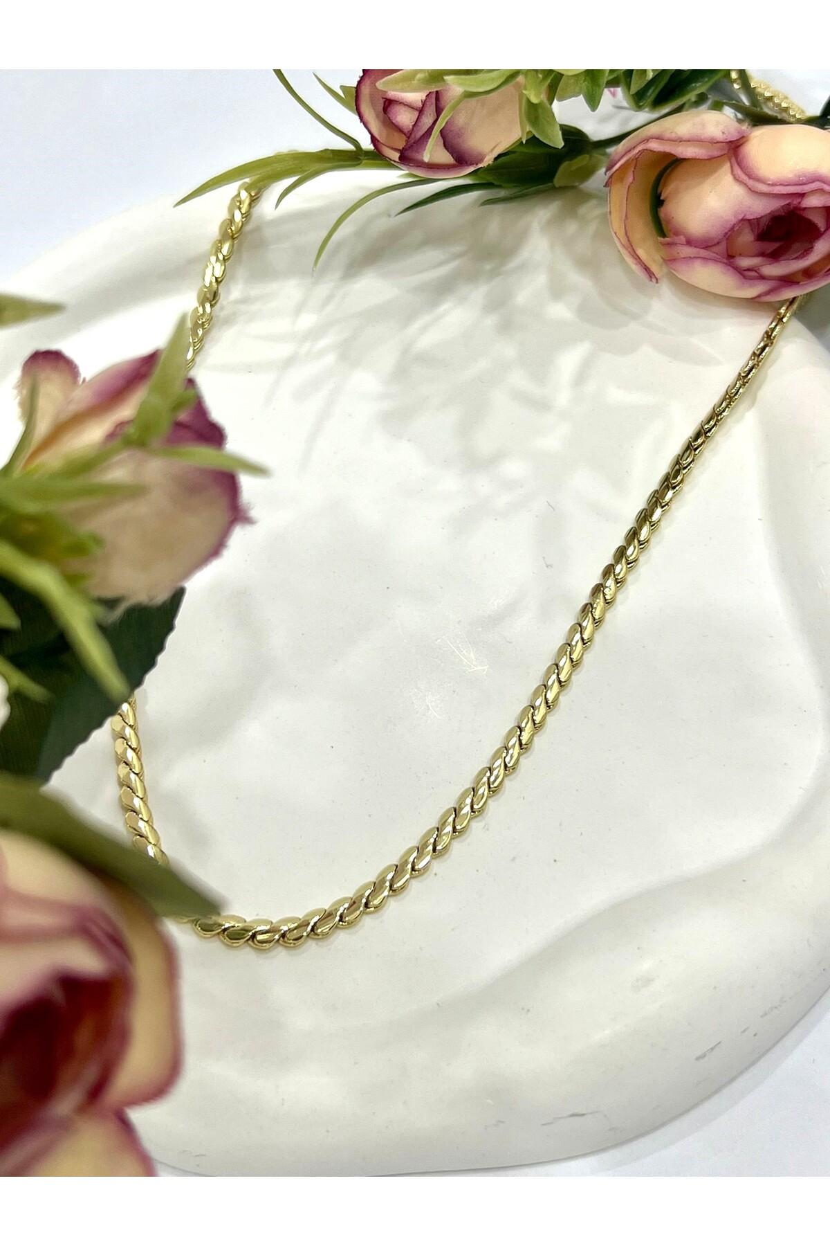 XUPING Burma Özel Detaylı Çelik Kolye (14K Gold 55cm/4.2MM) - Görsel 4