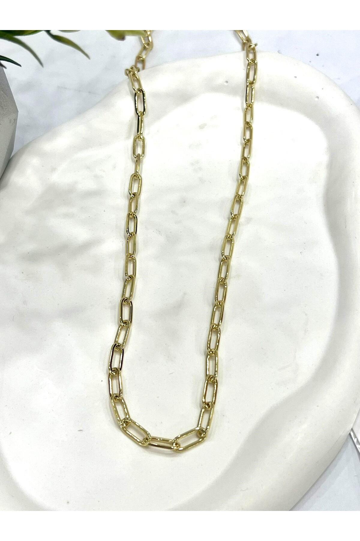 XUPING Yuvarlak Oval Zincir Çelik Kolye (14K GOLD 60CM) - Görsel 4