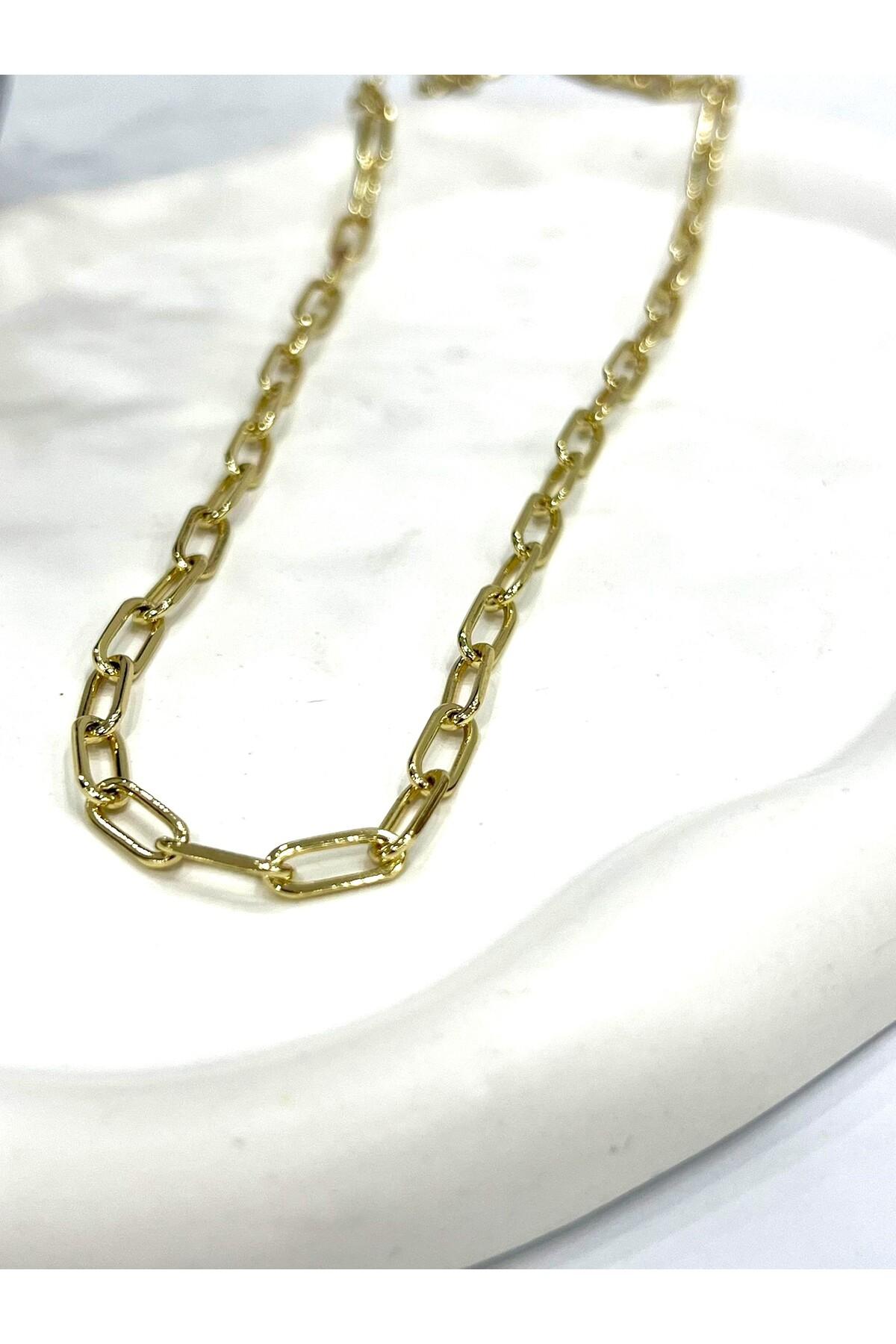 XUPING Yuvarlak Oval Zincir Çelik Kolye (14K GOLD 60CM) - Görsel 2