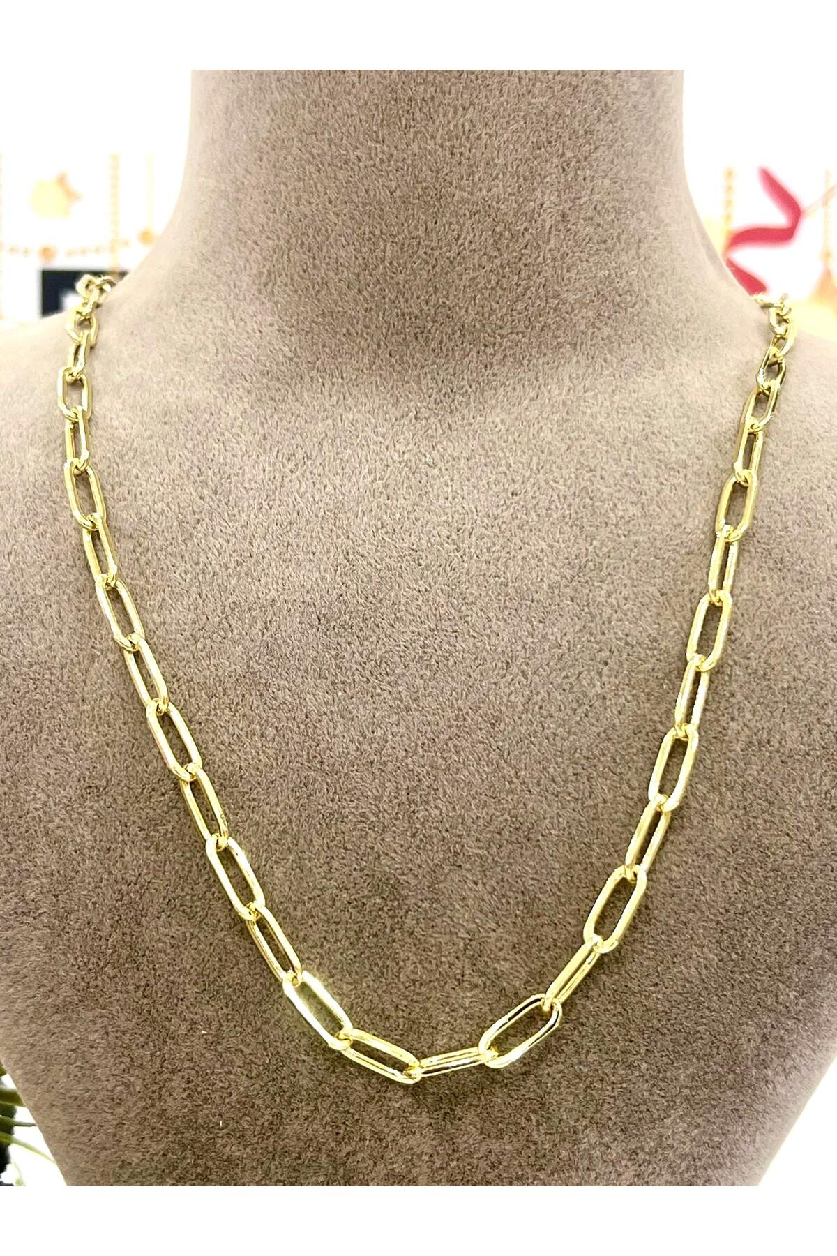 XUPING Yuvarlak Oval Zincir Çelik Kolye (14K GOLD 60CM) - Görsel 5