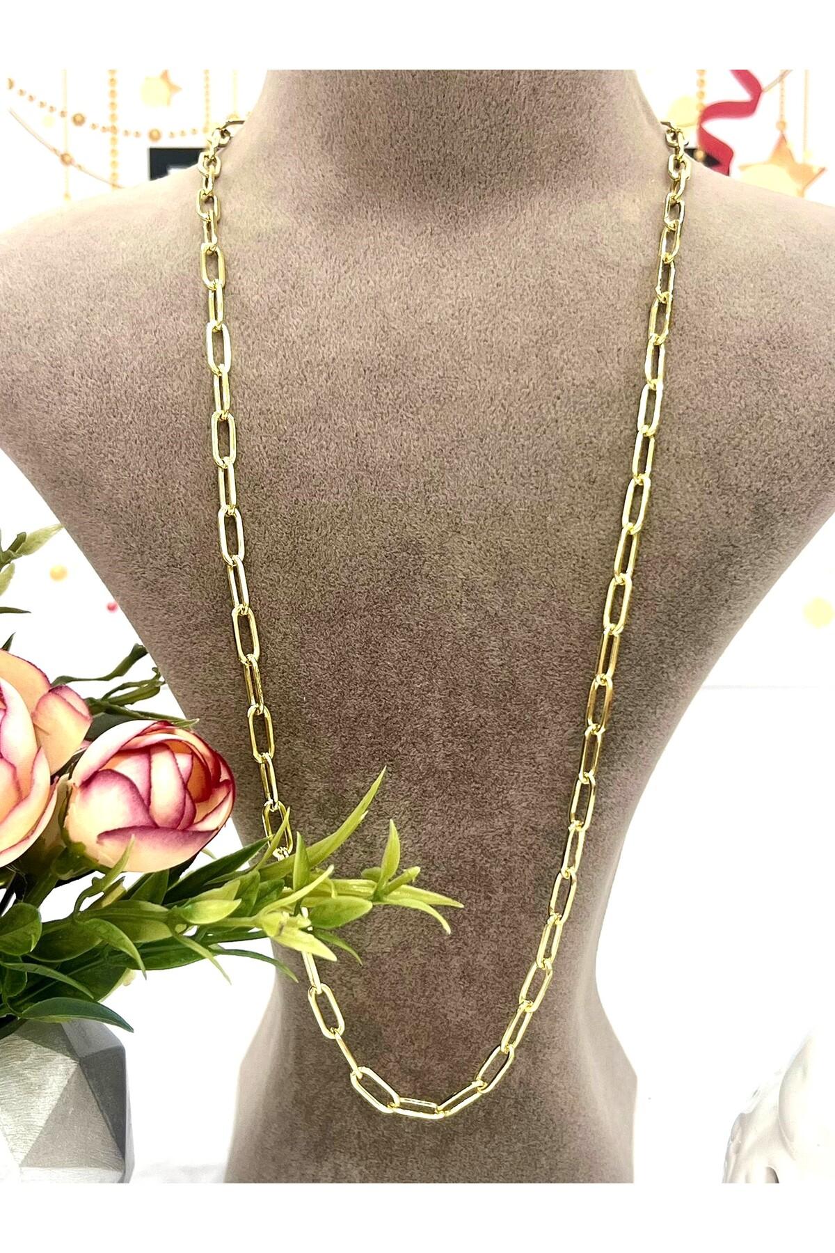 XUPING Yuvarlak Oval Zincir Çelik Kolye (14K GOLD 60CM) - Görsel 3