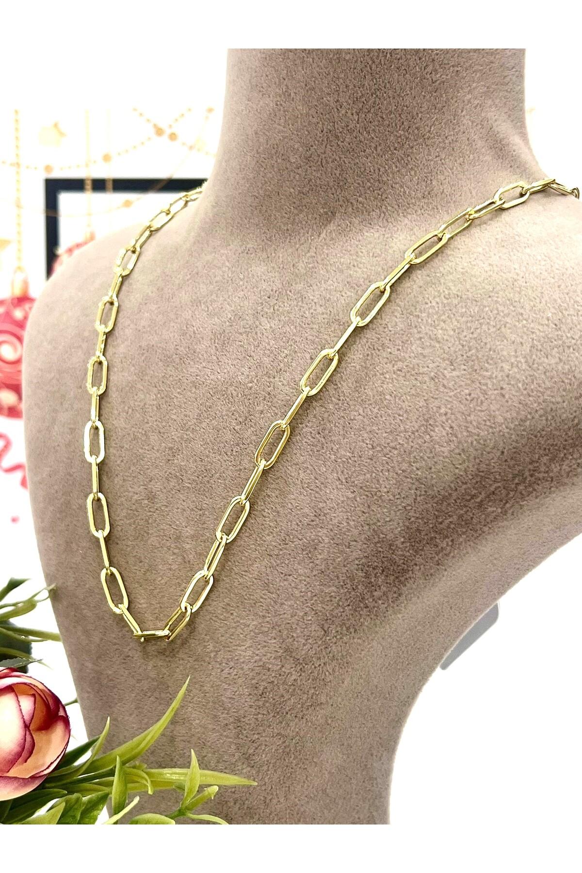 XUPING Yuvarlak Oval Zincir Çelik Kolye (14K GOLD 60CM)