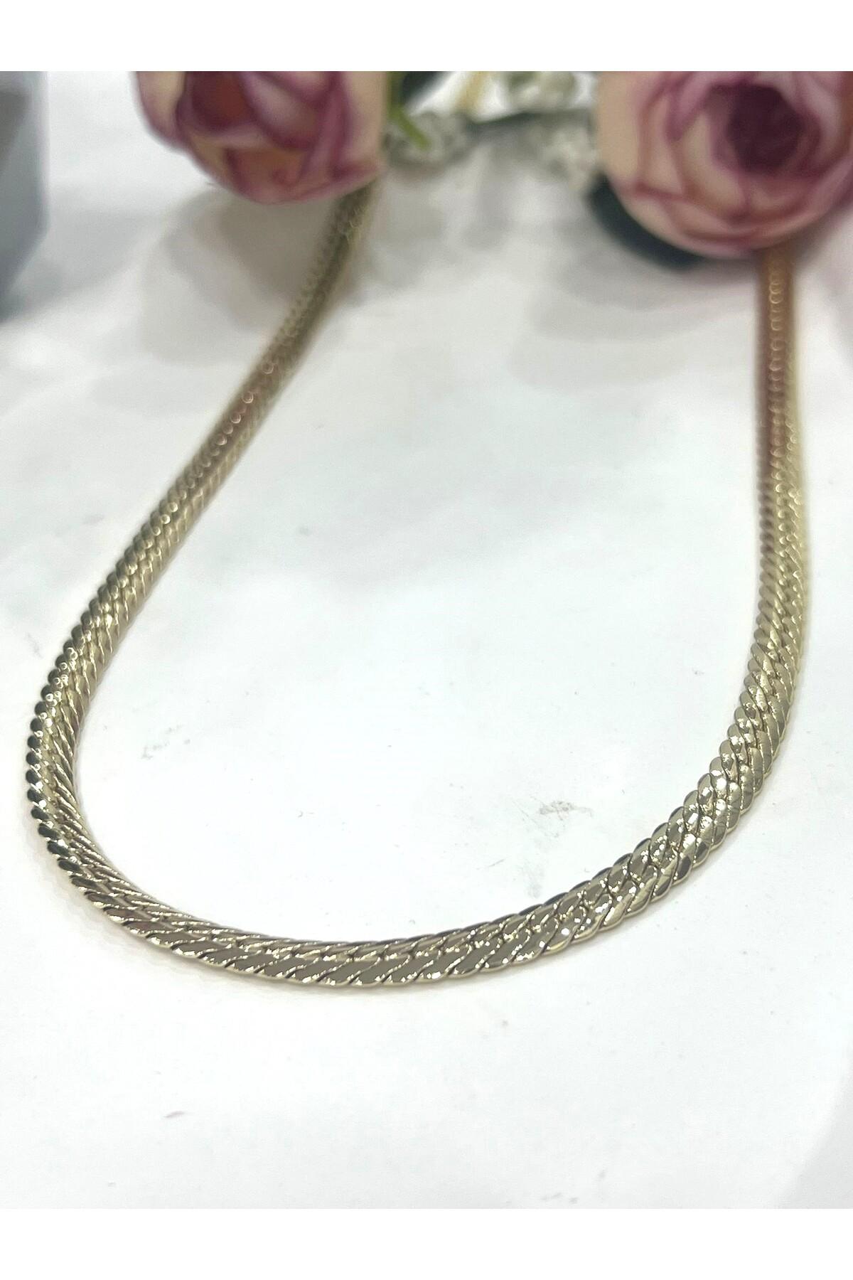 XUPING VIP Kalın 0,5mm Örgü Premium Zincir Kolye (14k Gold - 55cm) - Görsel 2