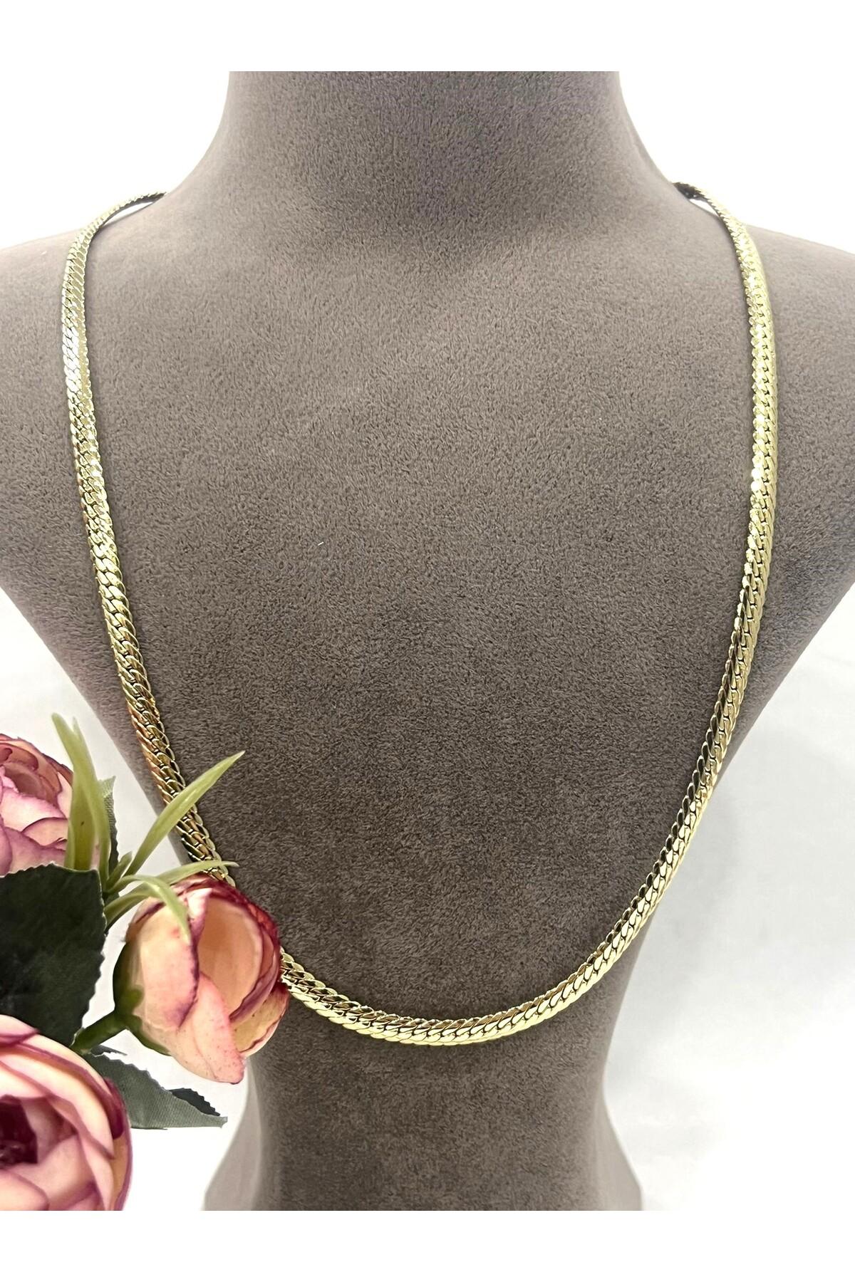 XUPING VIP Kalın 0,5mm Örgü Premium Zincir Kolye (14k Gold - 55cm) - Görsel 3