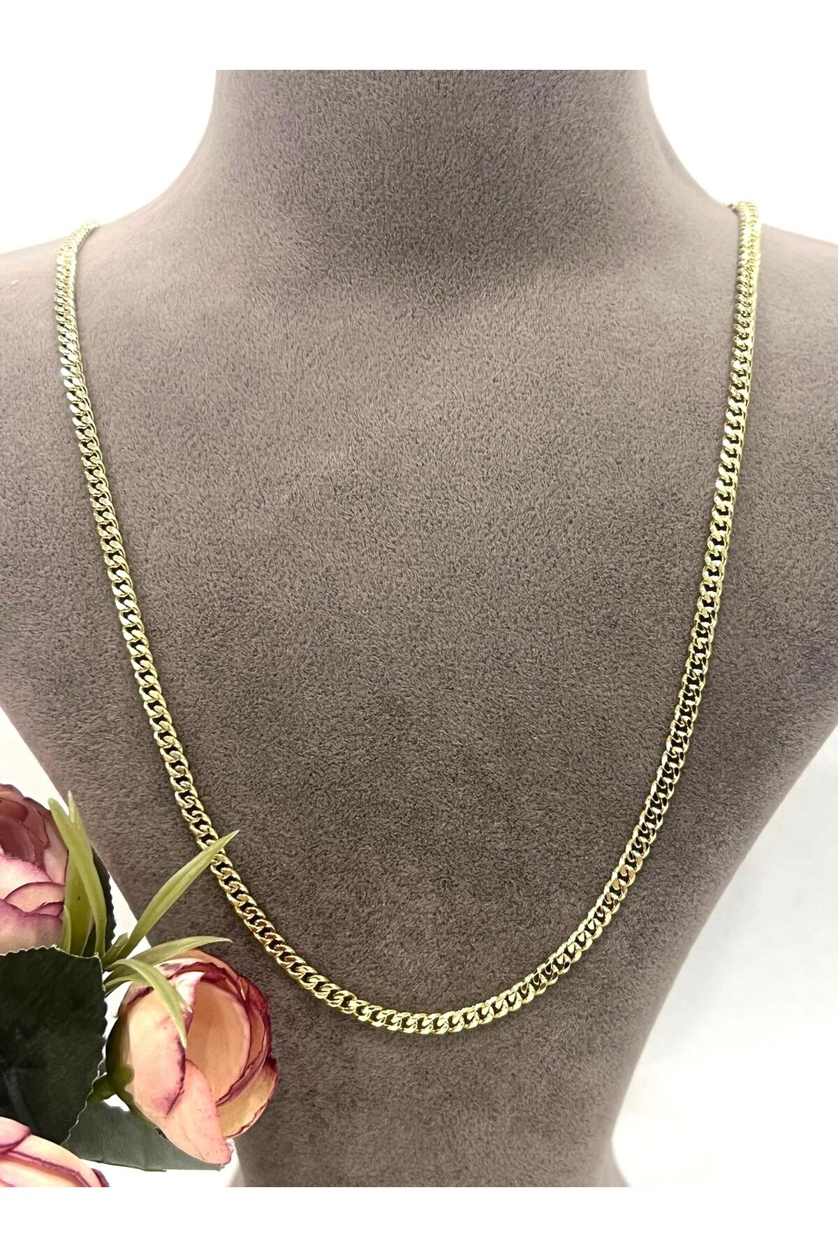 XUPING 0,3mm Küba Zincir Kolye (14k Gold - 55cm) - Görsel 5