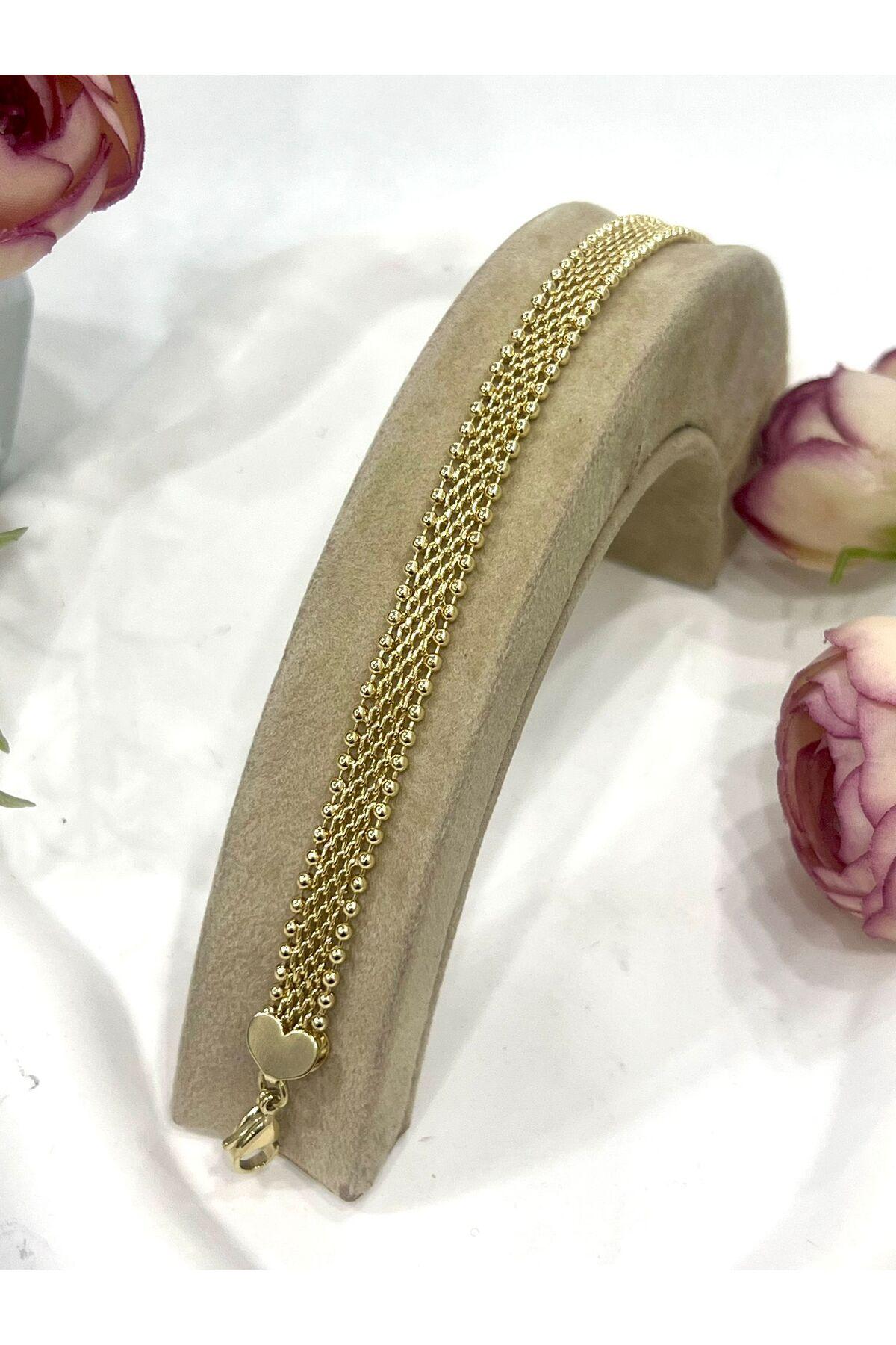 Hasır 0,5cm Zincir Kadın Bileklik Kadın Karamaz Bileklik (14K GOLD /17+3CM)