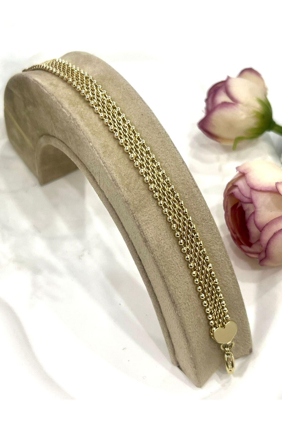 Hasır 0,5cm Zincir Kadın Bileklik Kadın Karamaz Bileklik (14K GOLD /17+3CM) - Görsel 3