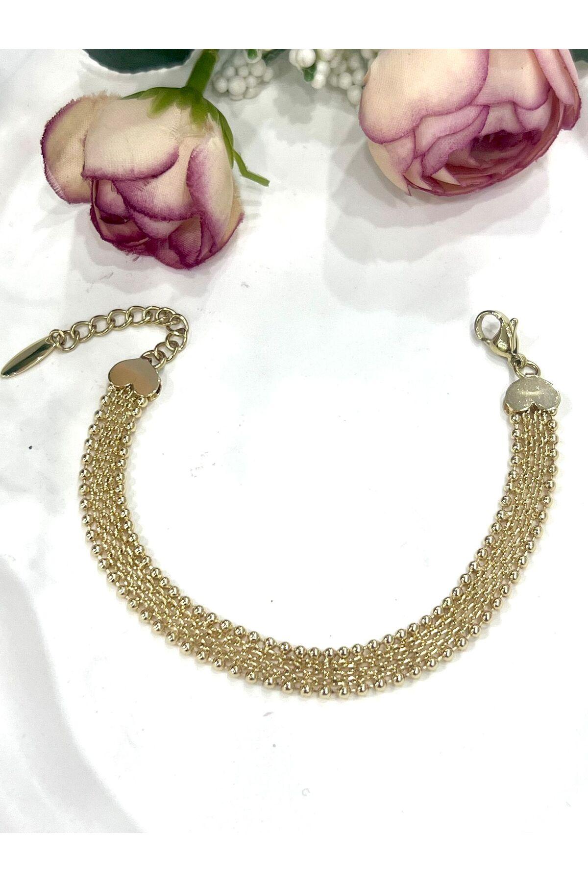 Hasır 0,5cm Zincir Kadın Bileklik Kadın Karamaz Bileklik (14K GOLD /17+3CM) - Görsel 2