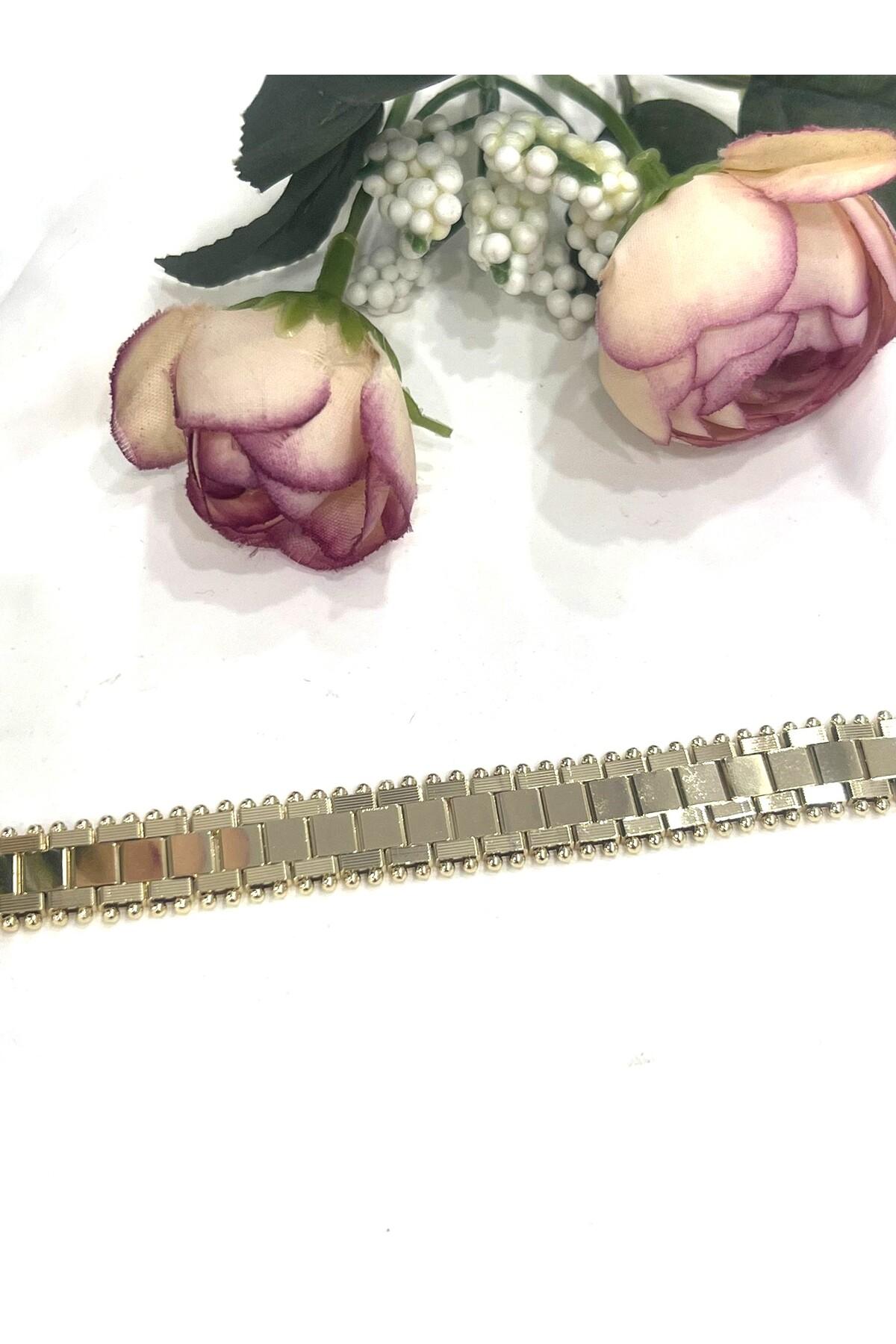 VİP SERİ GOLD RENK TASARIM BİLEKLİK (14K GOLD /19CM) - Görsel 2