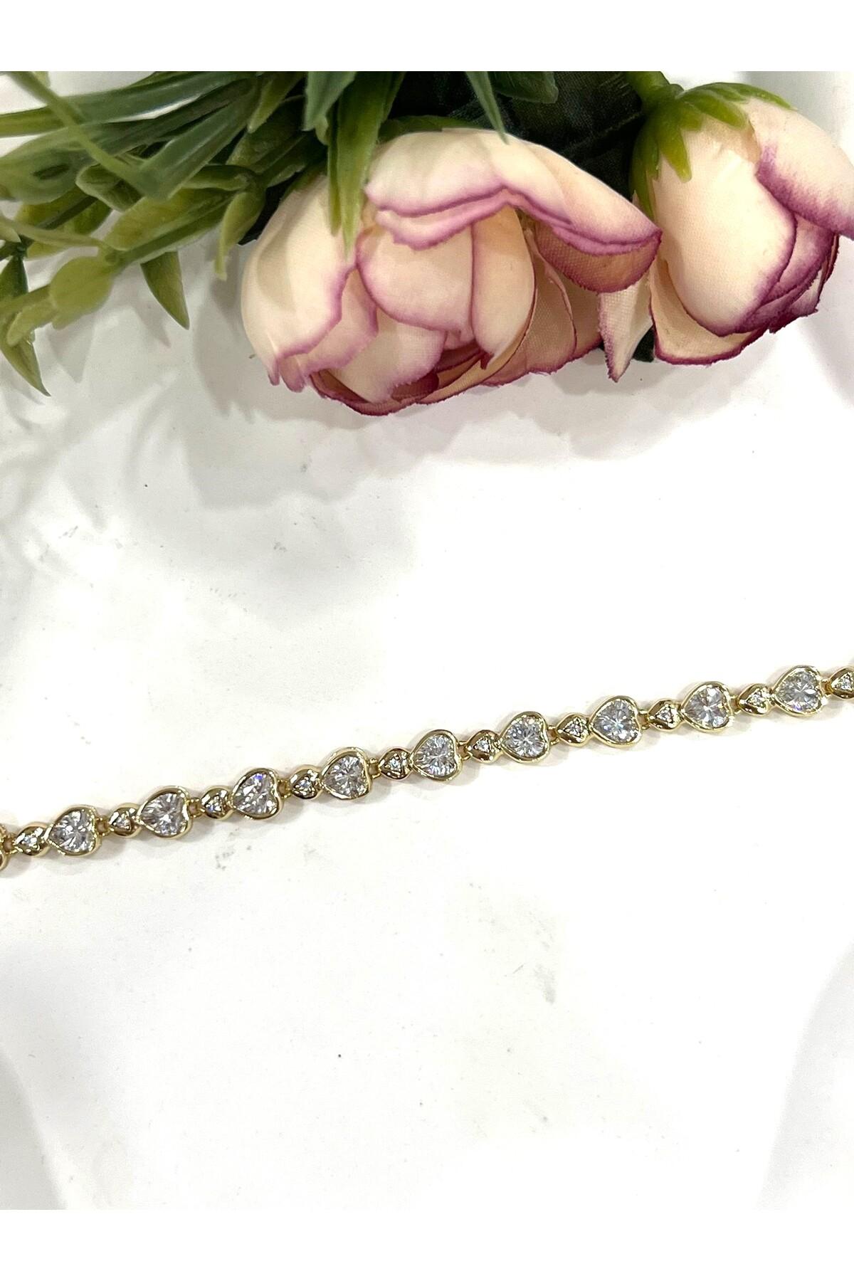 Kalpli Vip Seri Zirkon Taşlı Bileklik (14K Gold - 17/19CM) - Görsel 4