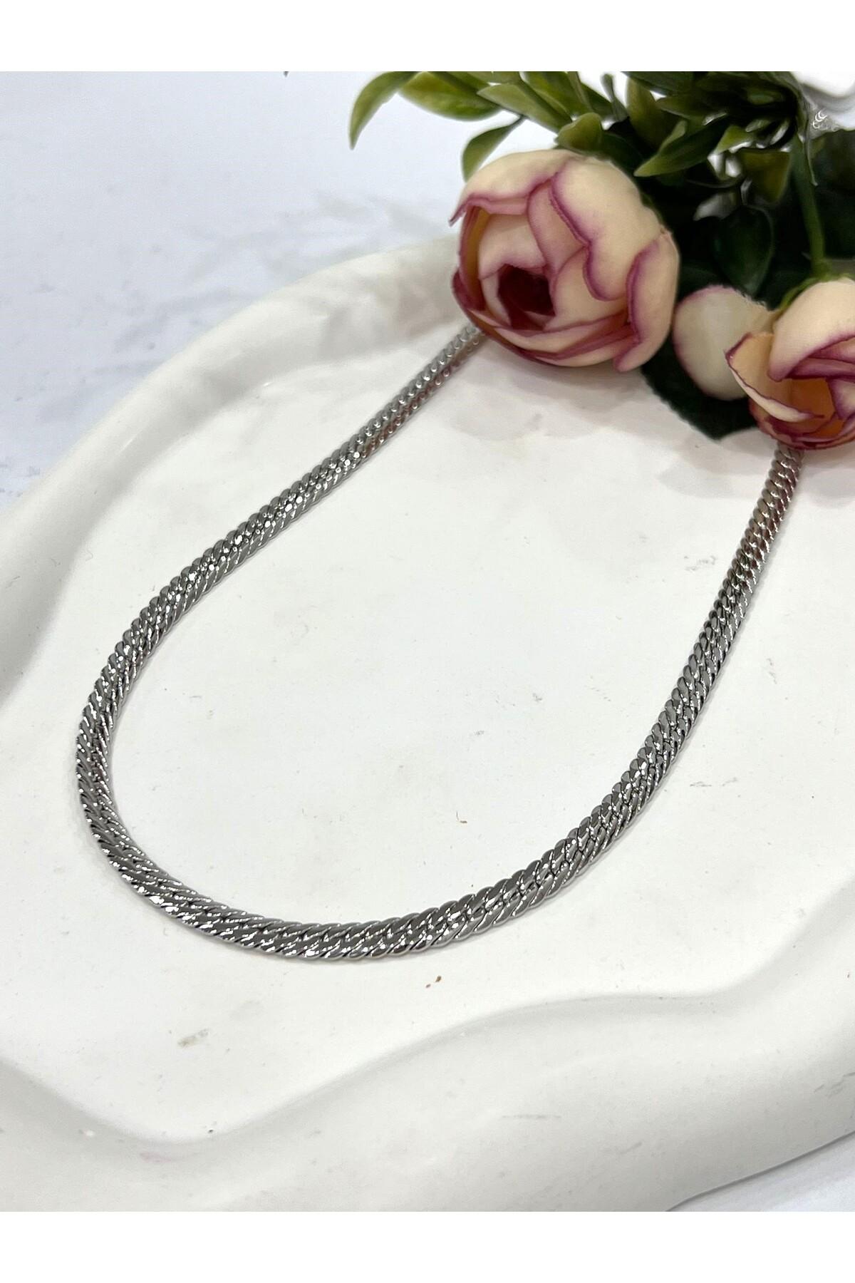 XUPING VIP Kalın 0,5mm Örgü Premium Zincir Kolye (Silver - 60cm) - Görsel 2