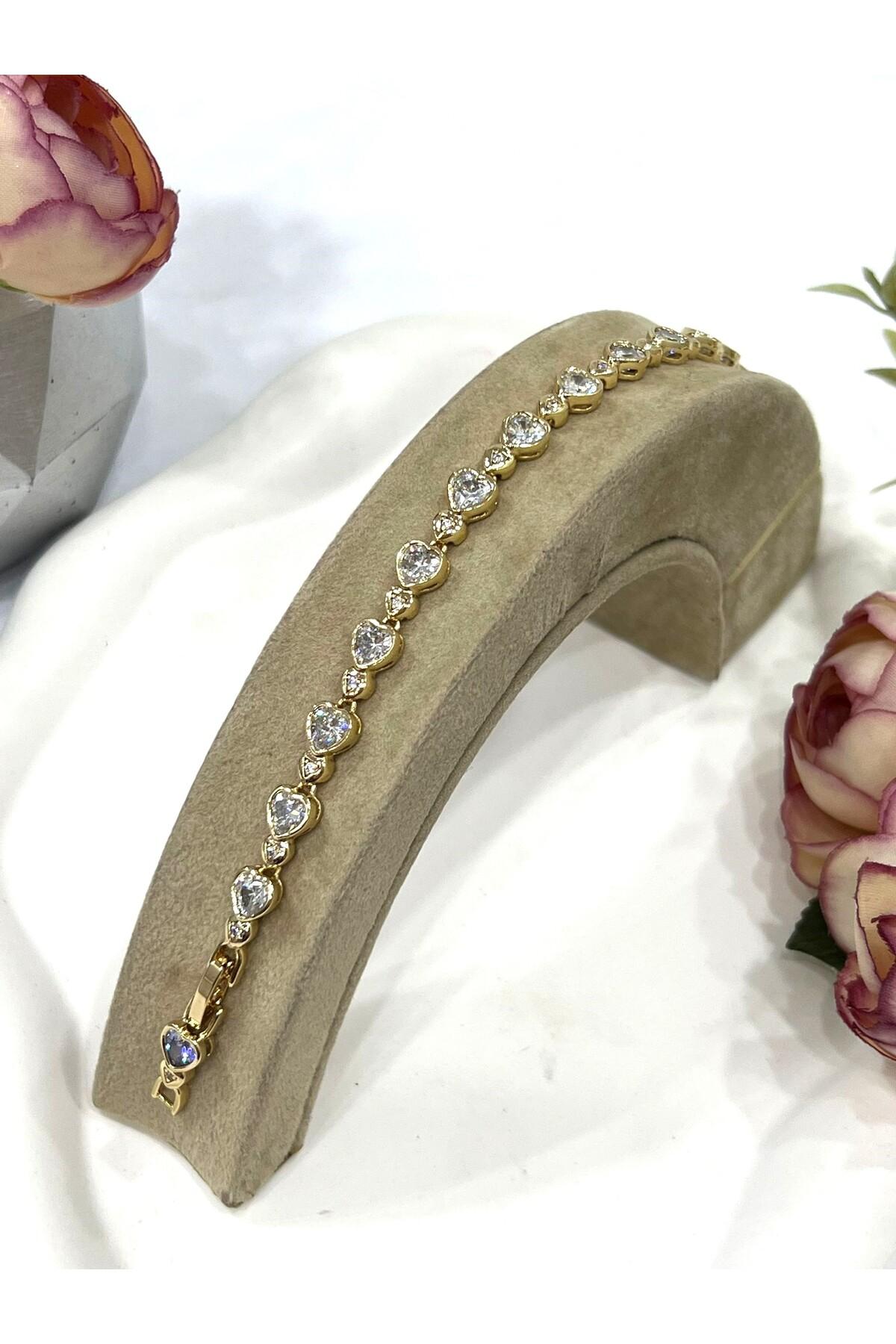 Kalpli Vip Seri Zirkon Taşlı Bileklik (14K Gold - 17/19CM) - Görsel 5