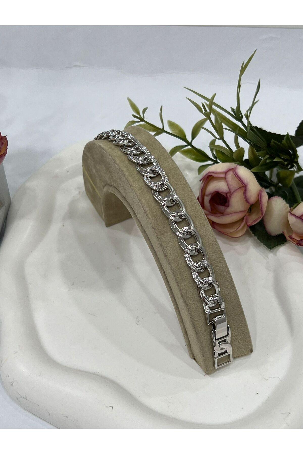 Büyük Samanyolu Zirkon Taşlı Çelik Bileklik (Silver/17+19cm) - Görsel 5