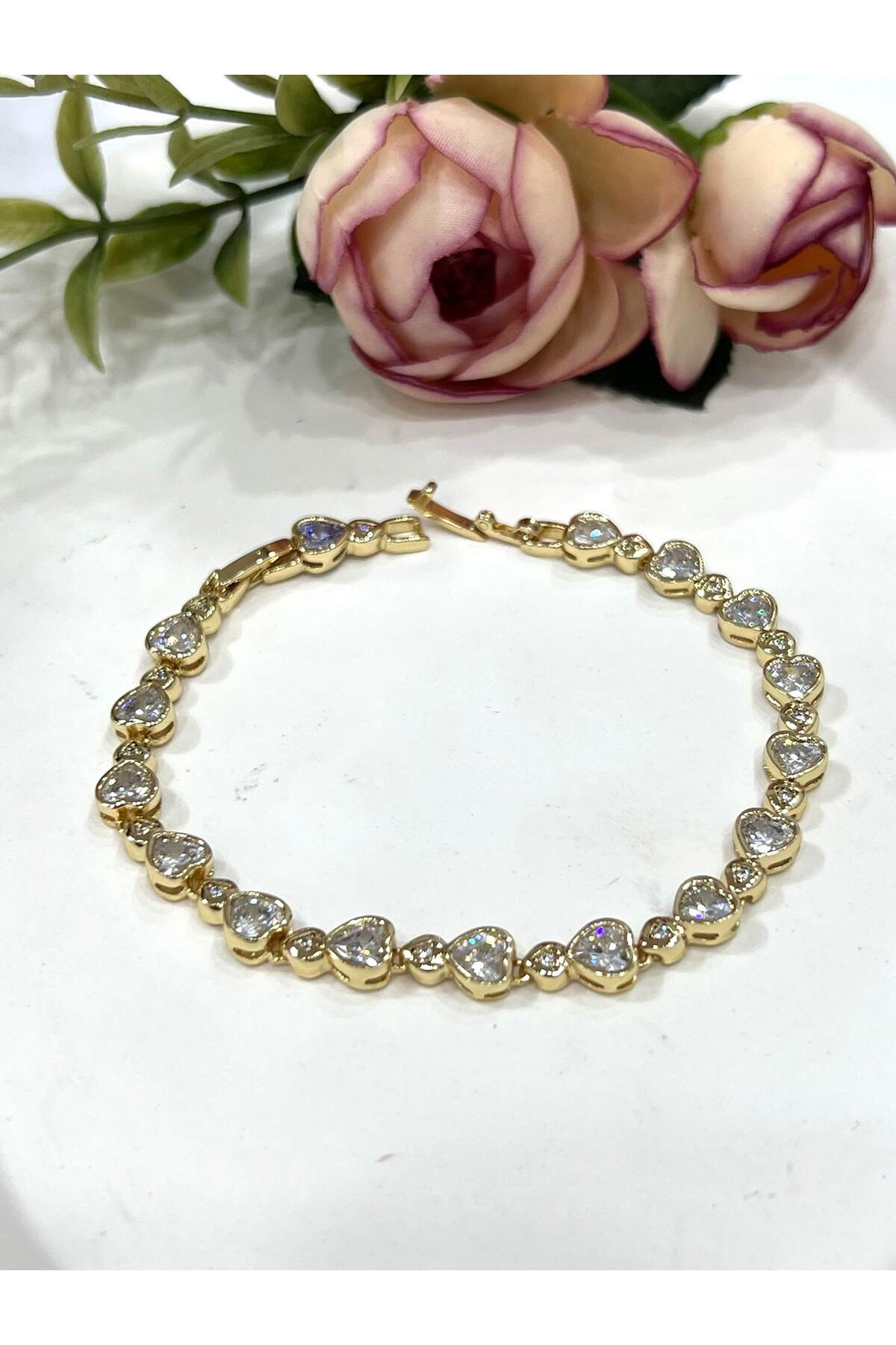 Kalpli Vip Seri Zirkon Taşlı Bileklik (14K Gold - 17/19CM) - Görsel 2