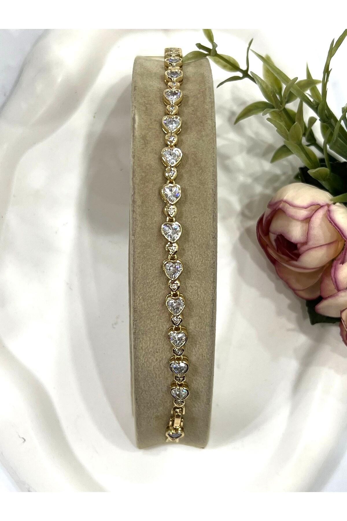 Kalpli Vip Seri Zirkon Taşlı Bileklik (14K Gold - 17/19CM) - Görsel 3