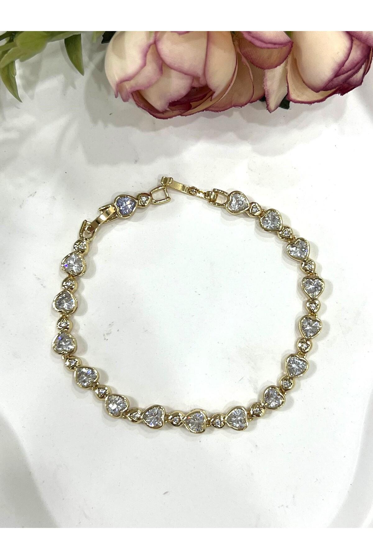 Kalpli Vip Seri Zirkon Taşlı Bileklik (14K Gold - 17/19CM) - Görsel 6