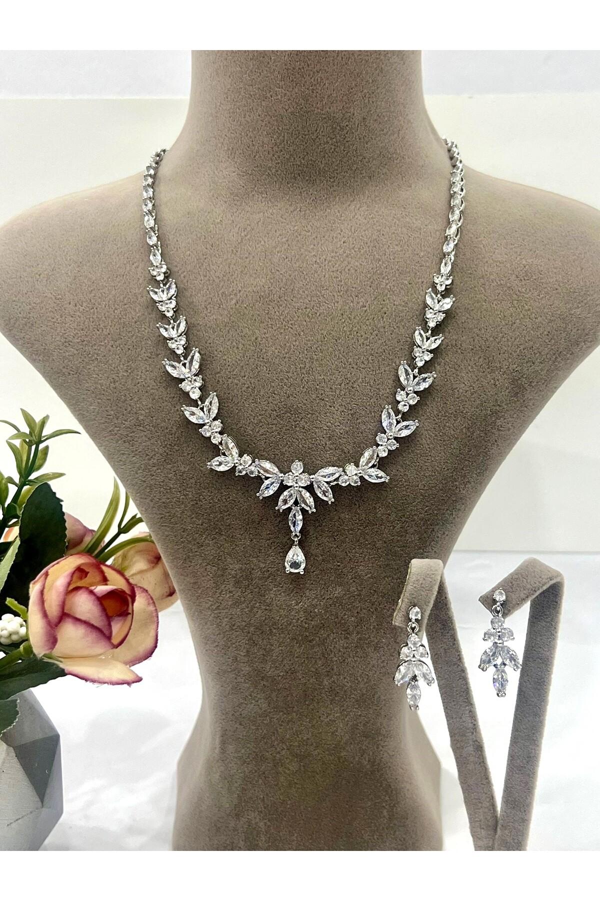 Zirkon Taşlı Çelik Silver Model Set (Set7) - Görsel 4